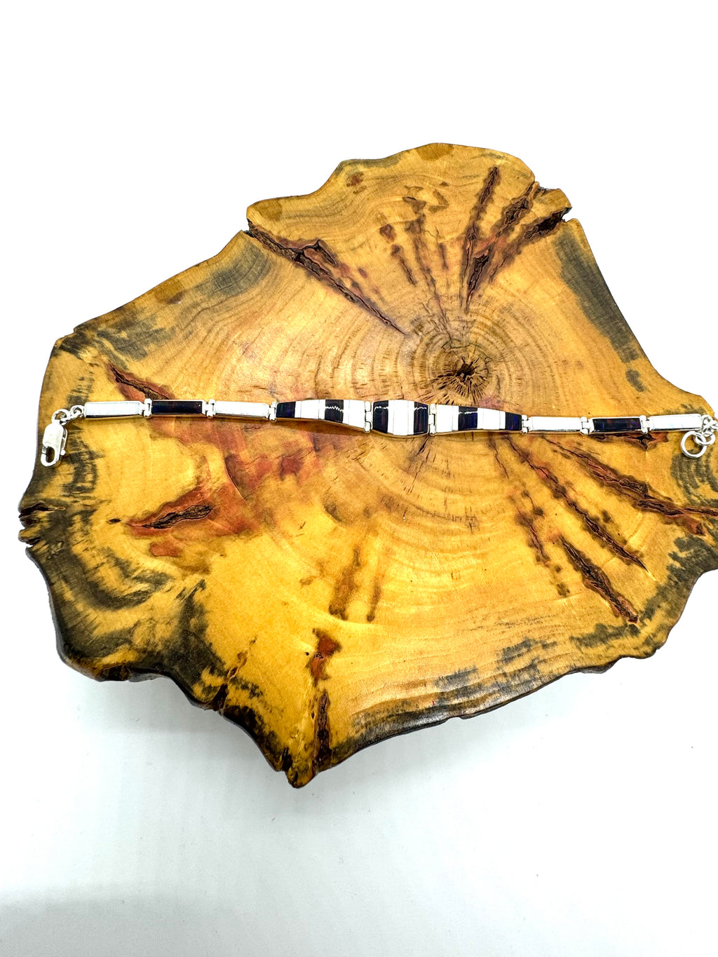 Black and white fire opal bracelet