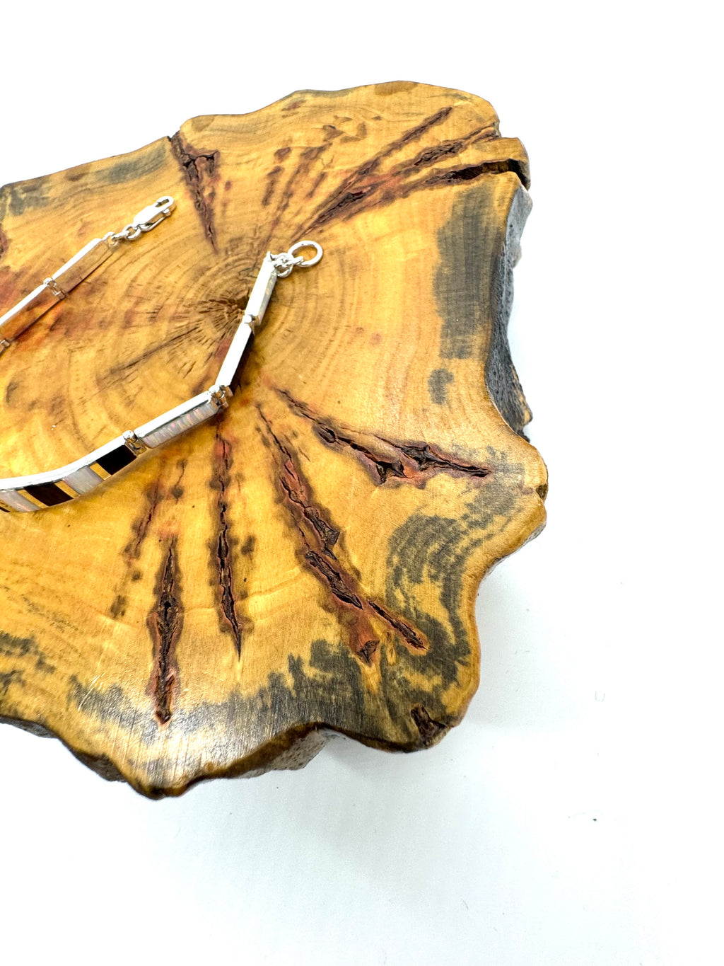 Black and white fire opal bracelet