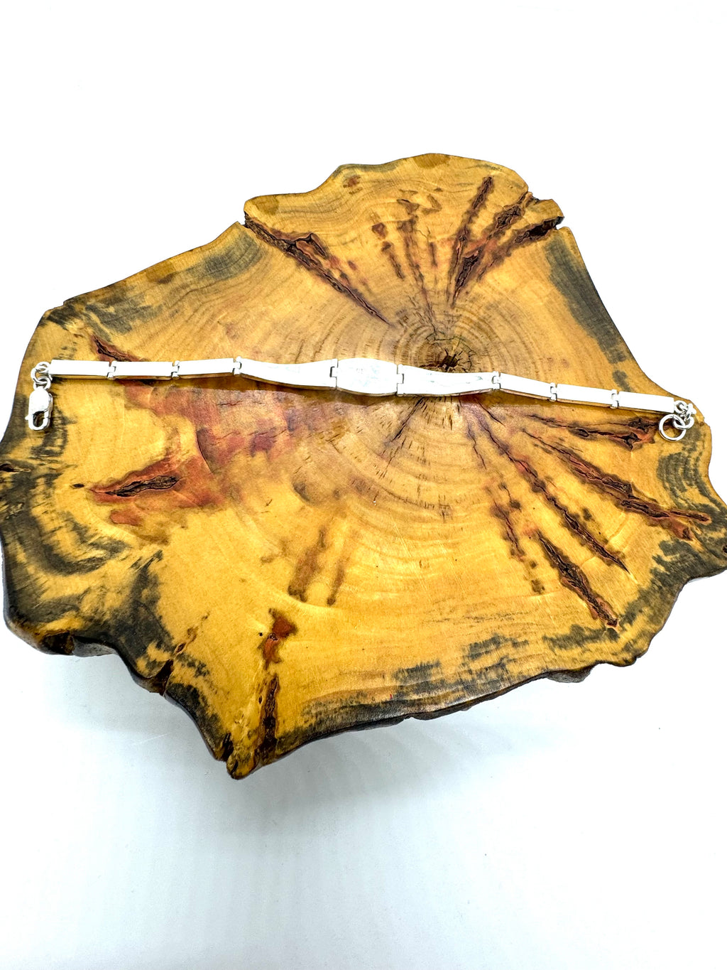 Black and white fire opal bracelet