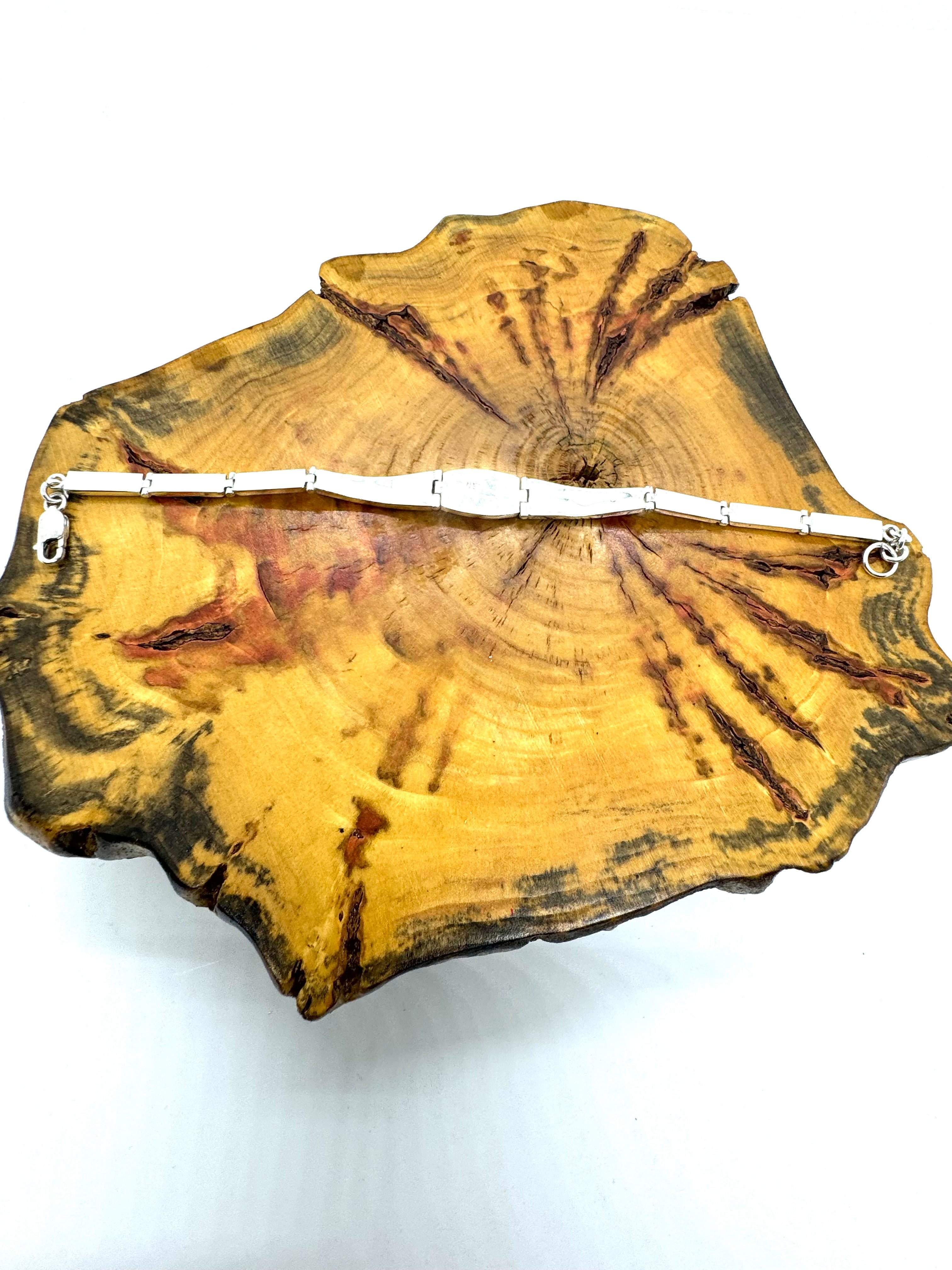 Black and white fire opal bracelet