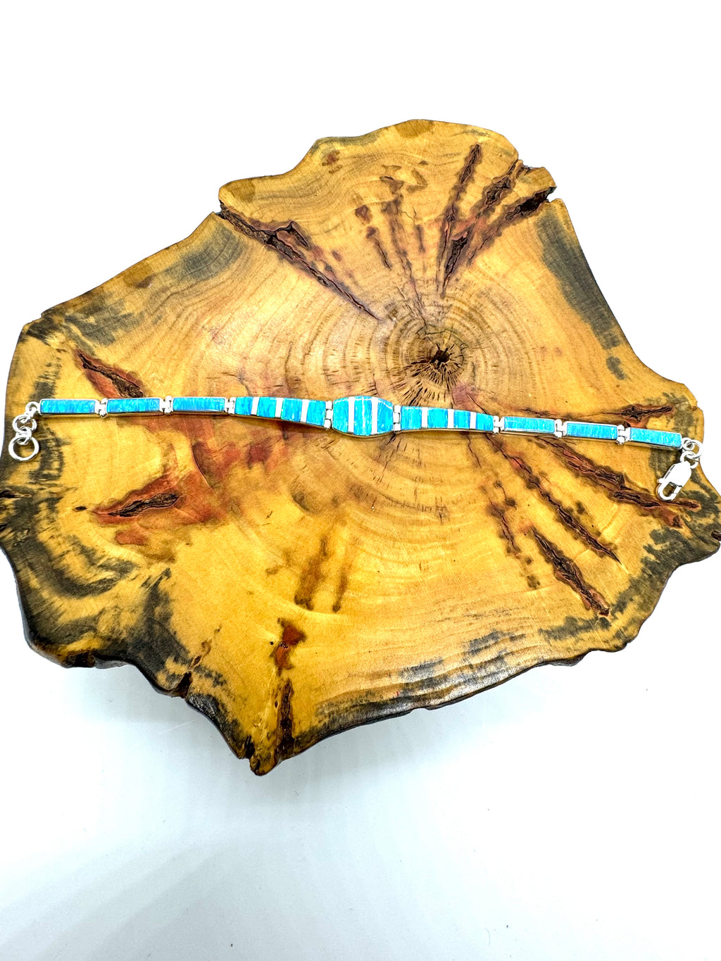 Sea blue fire opal bracelet