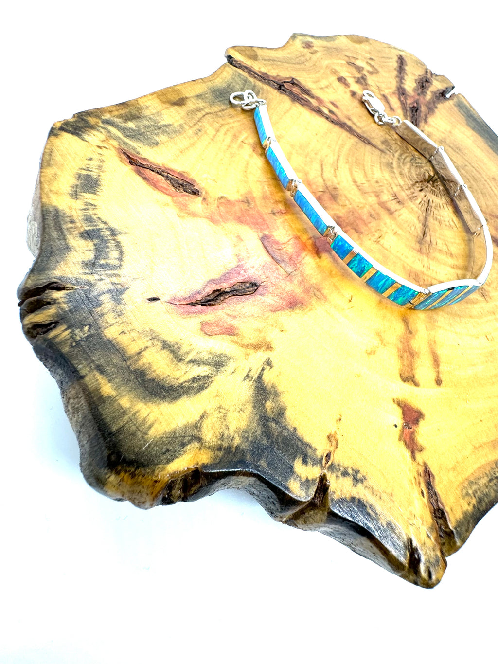 Sea blue fire opal bracelet