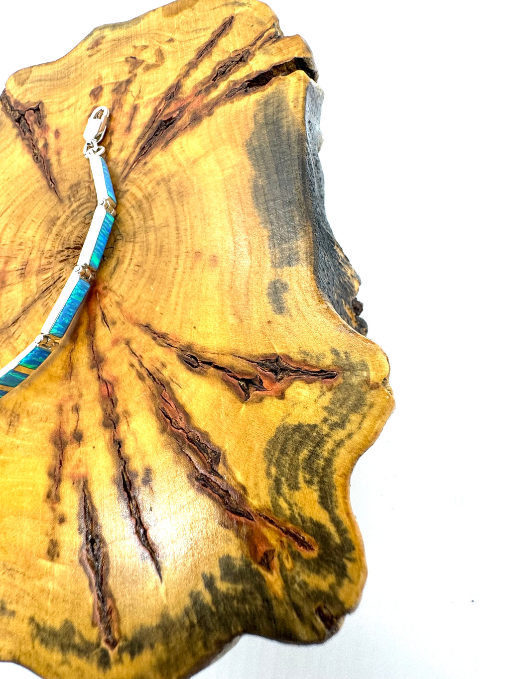 Sea blue fire opal bracelet