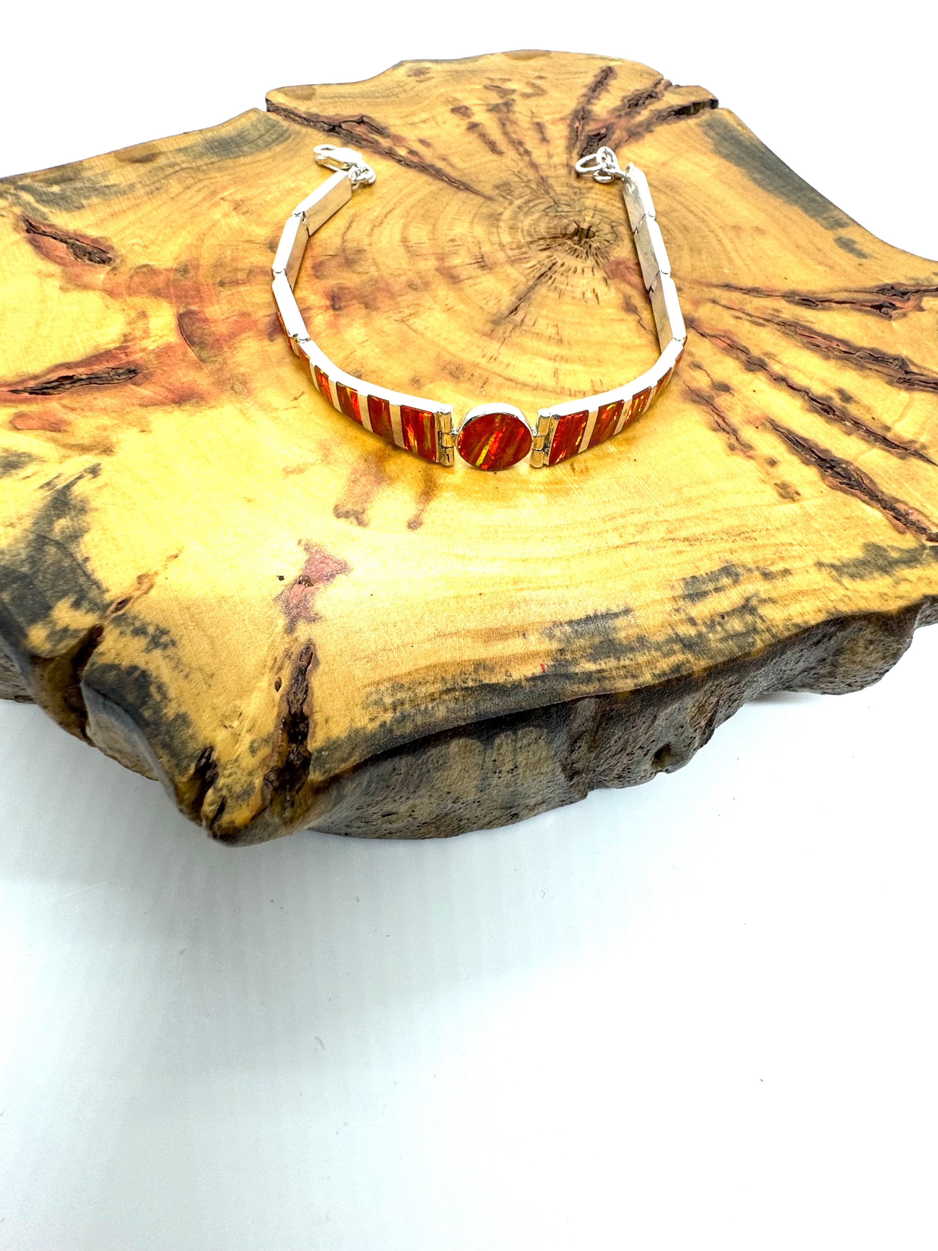 Orange fire opal bracelet