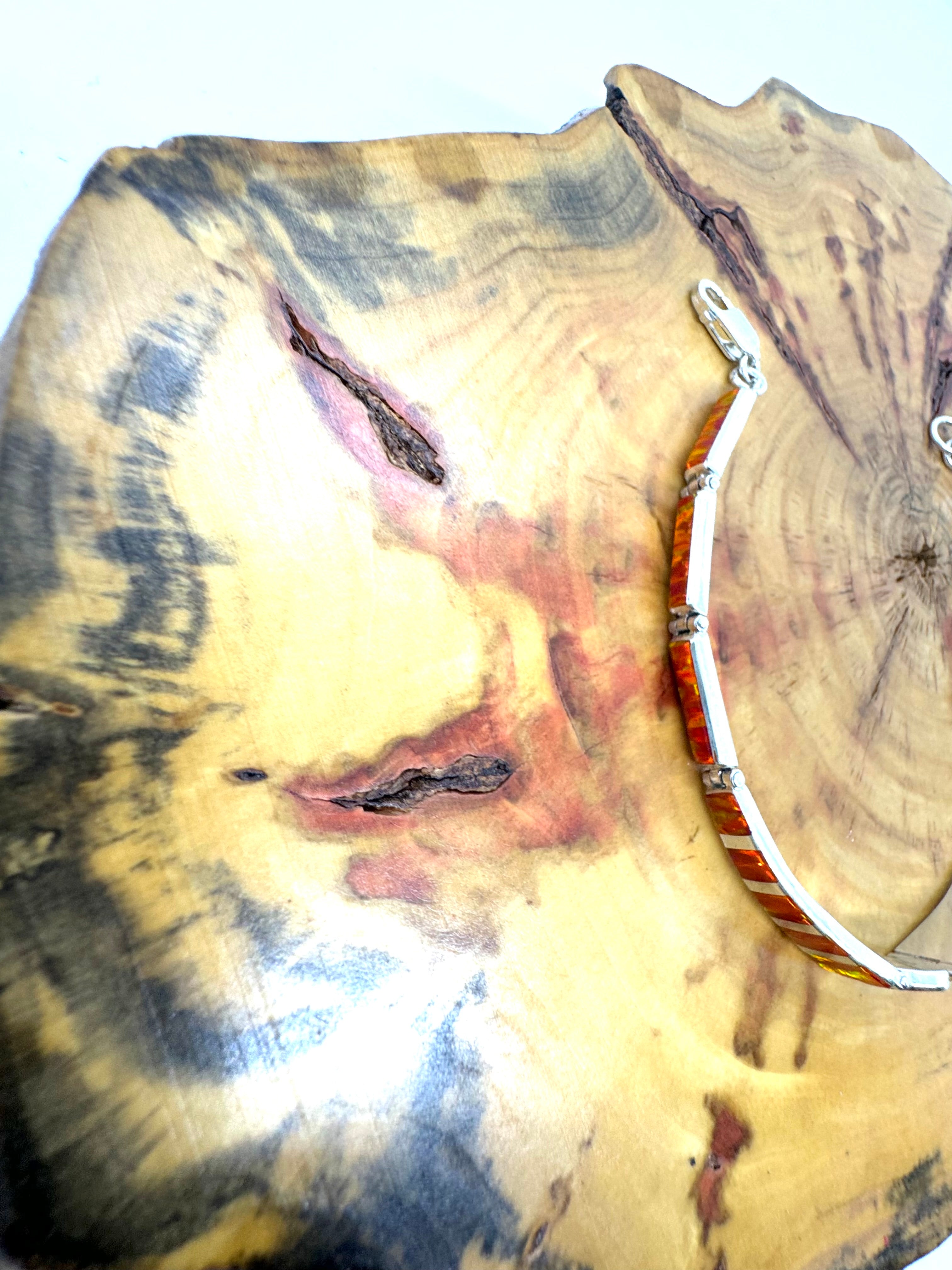 Orange fire opal bracelet