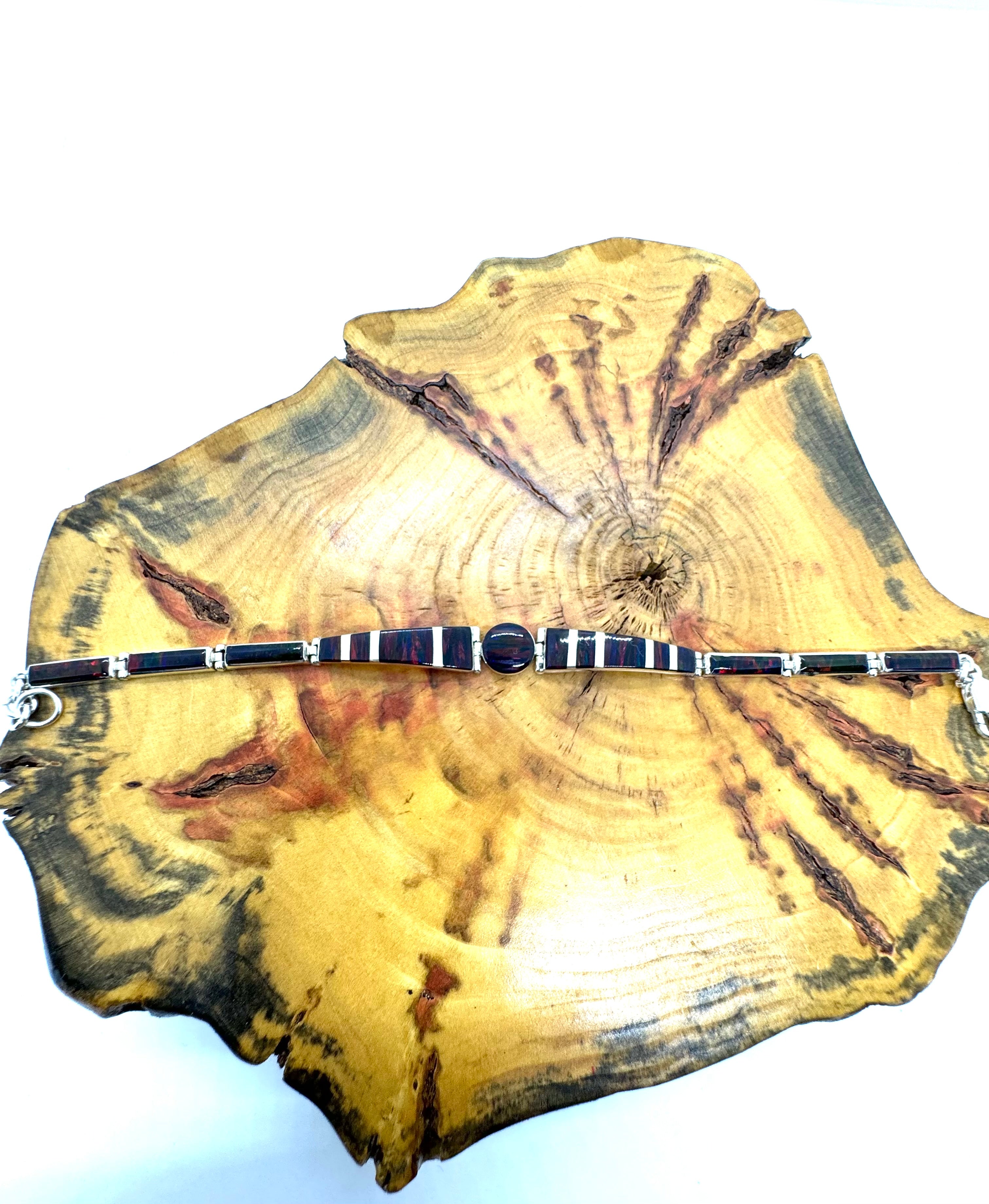 Black fire opal bracelet