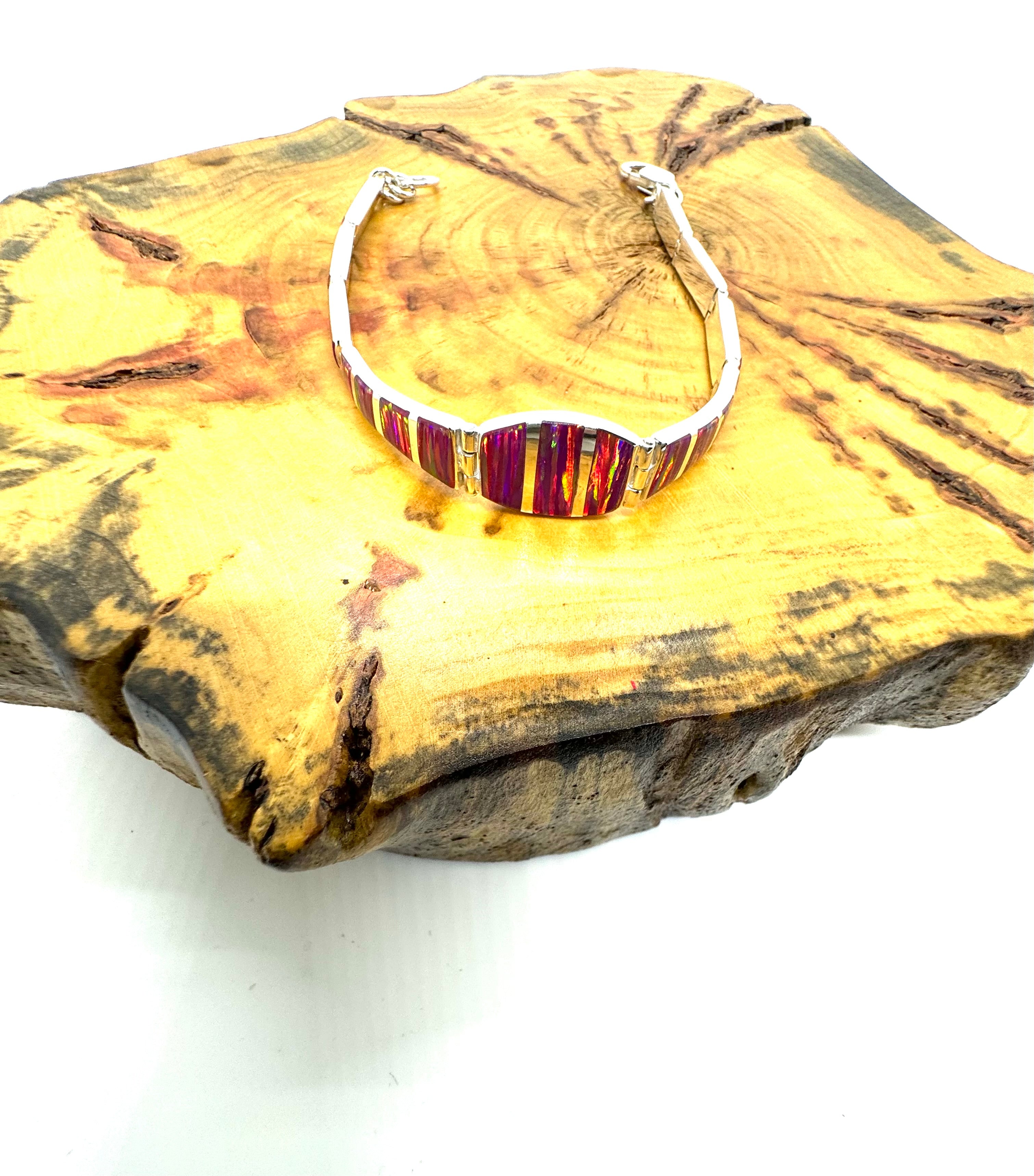 Pink fire opal bracelet