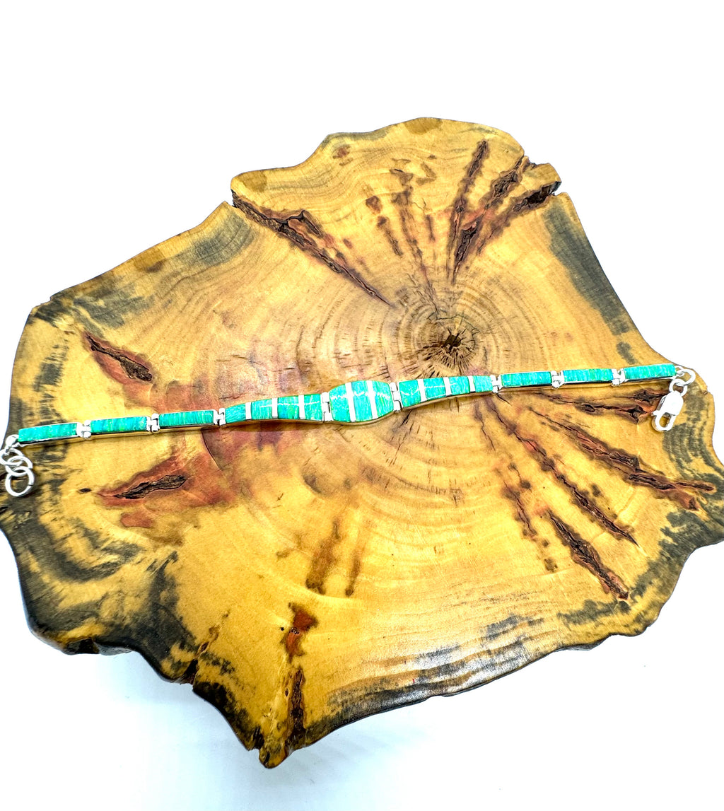 Green fire opal bracelet