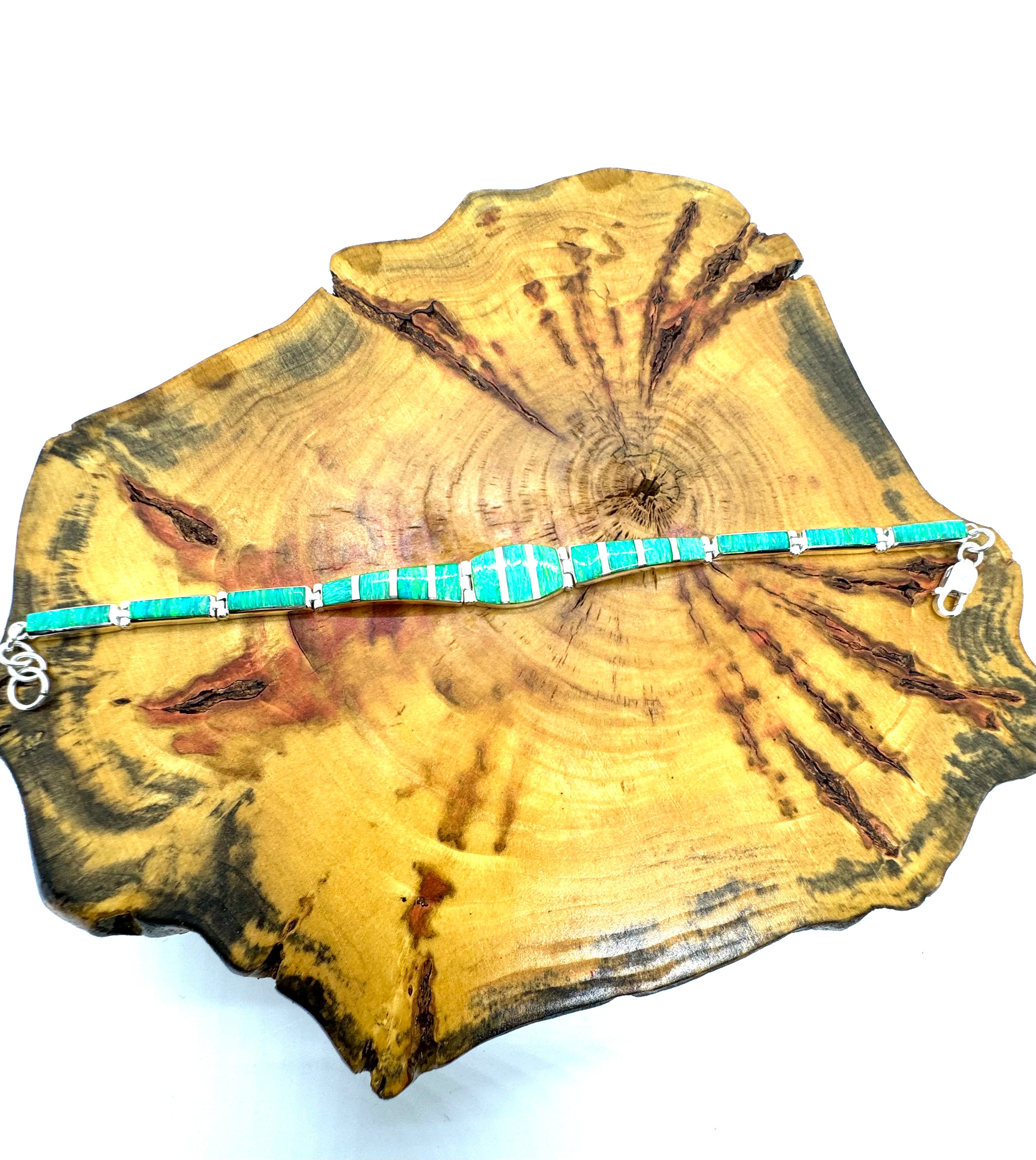 Green fire opal bracelet