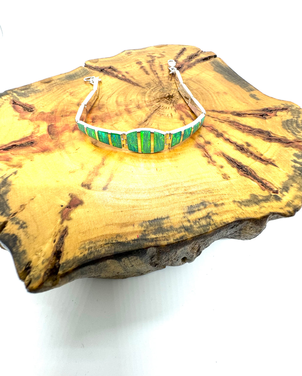 Green fire opal bracelet