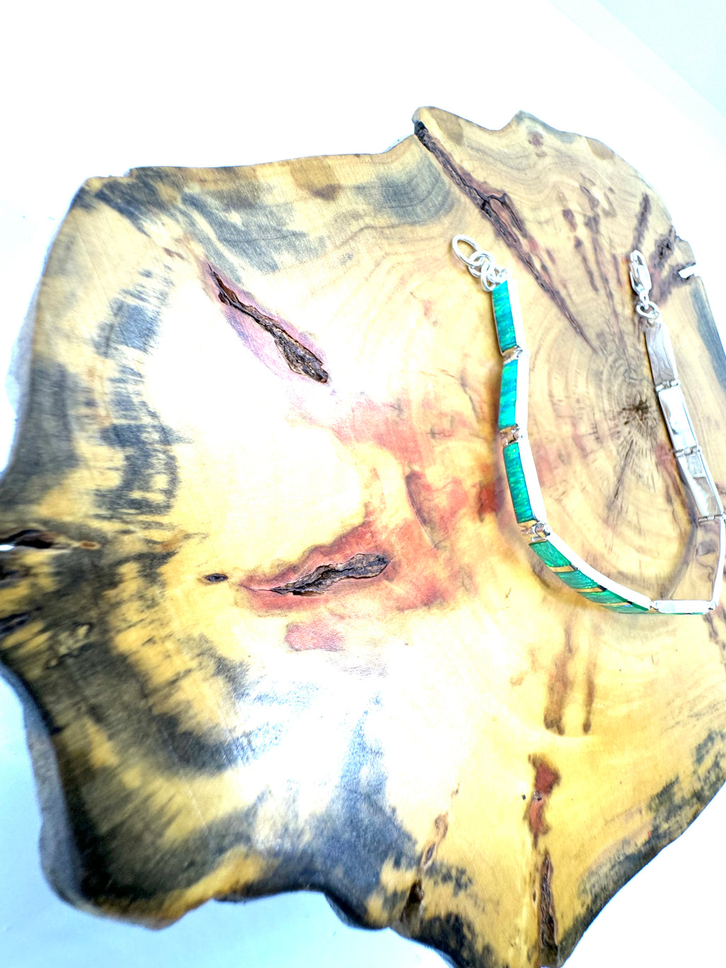 Green fire opal bracelet