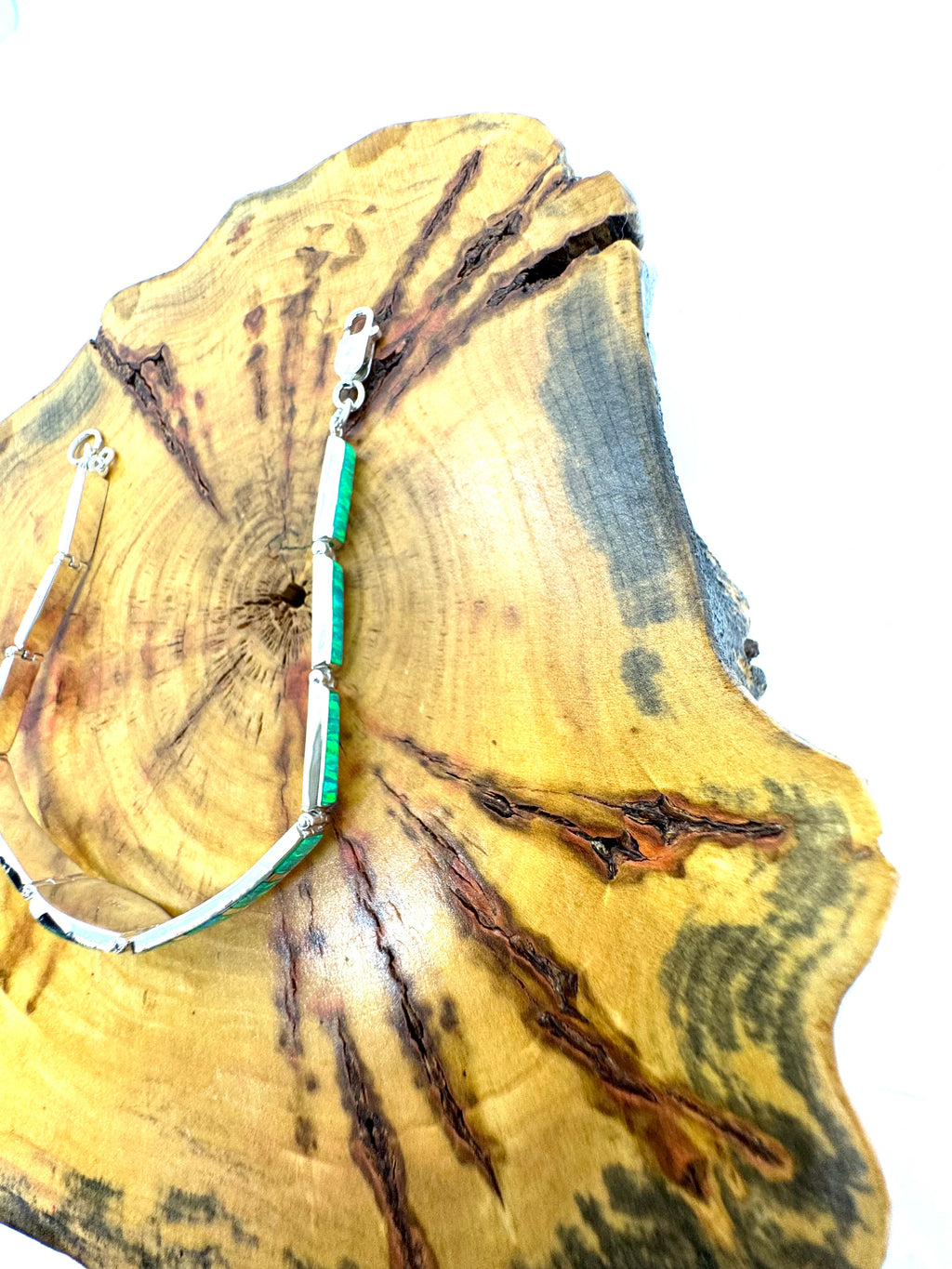 Green fire opal bracelet