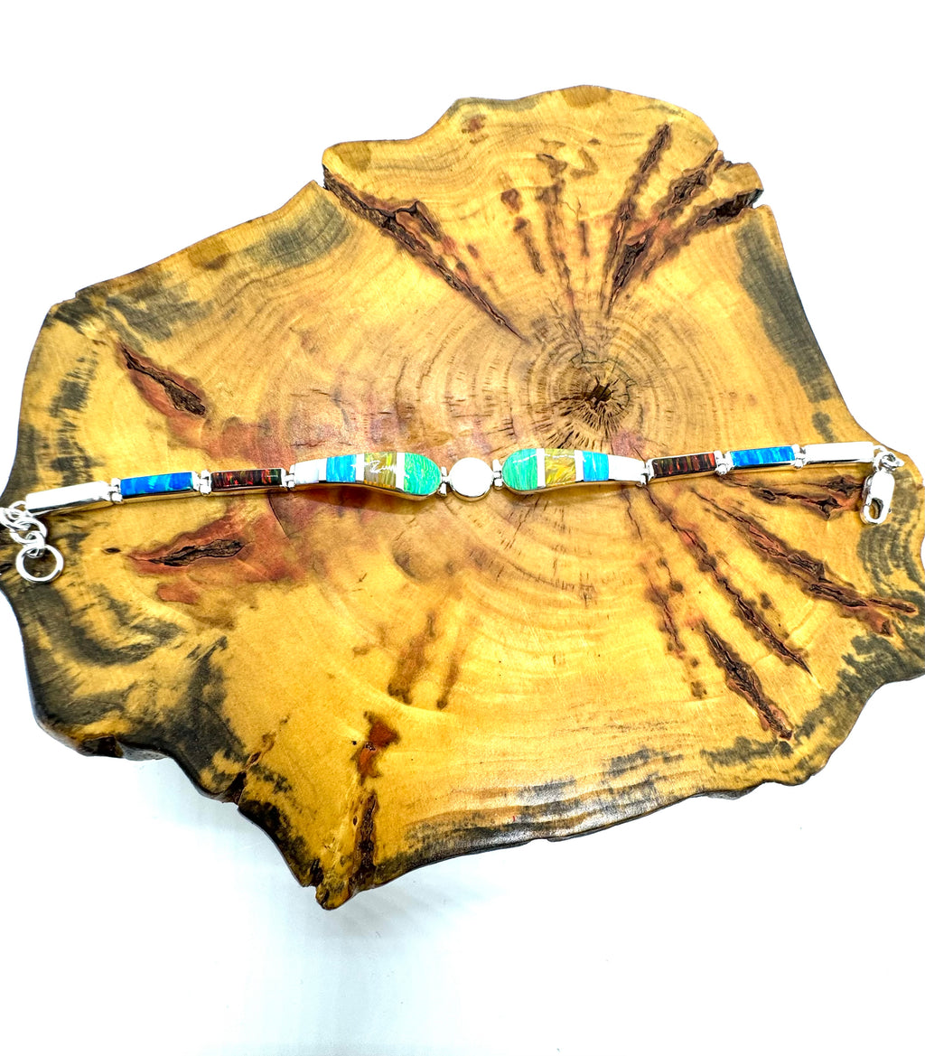 Multi-colored fire opal bracelet