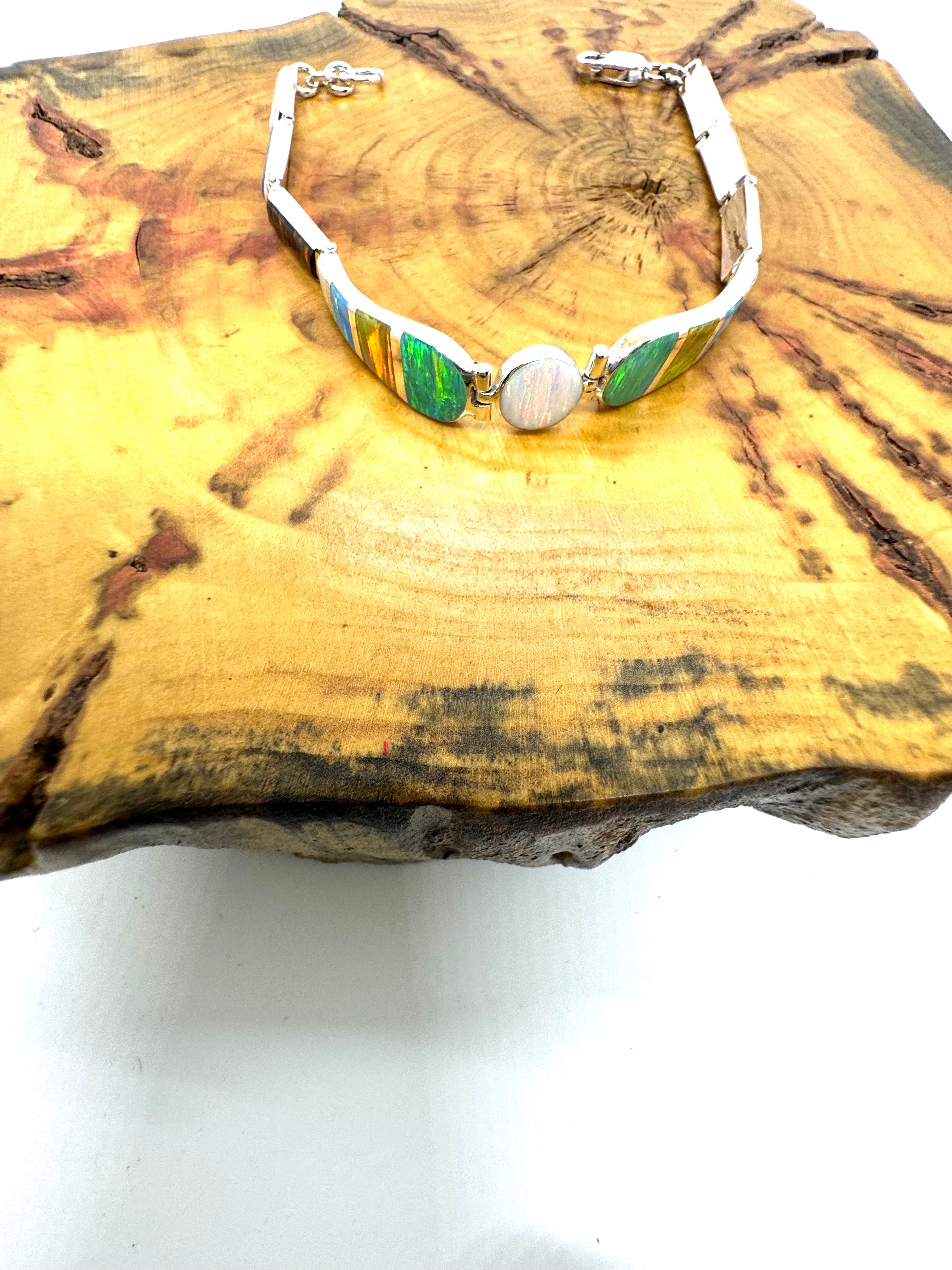 Multi-colored fire opal bracelet