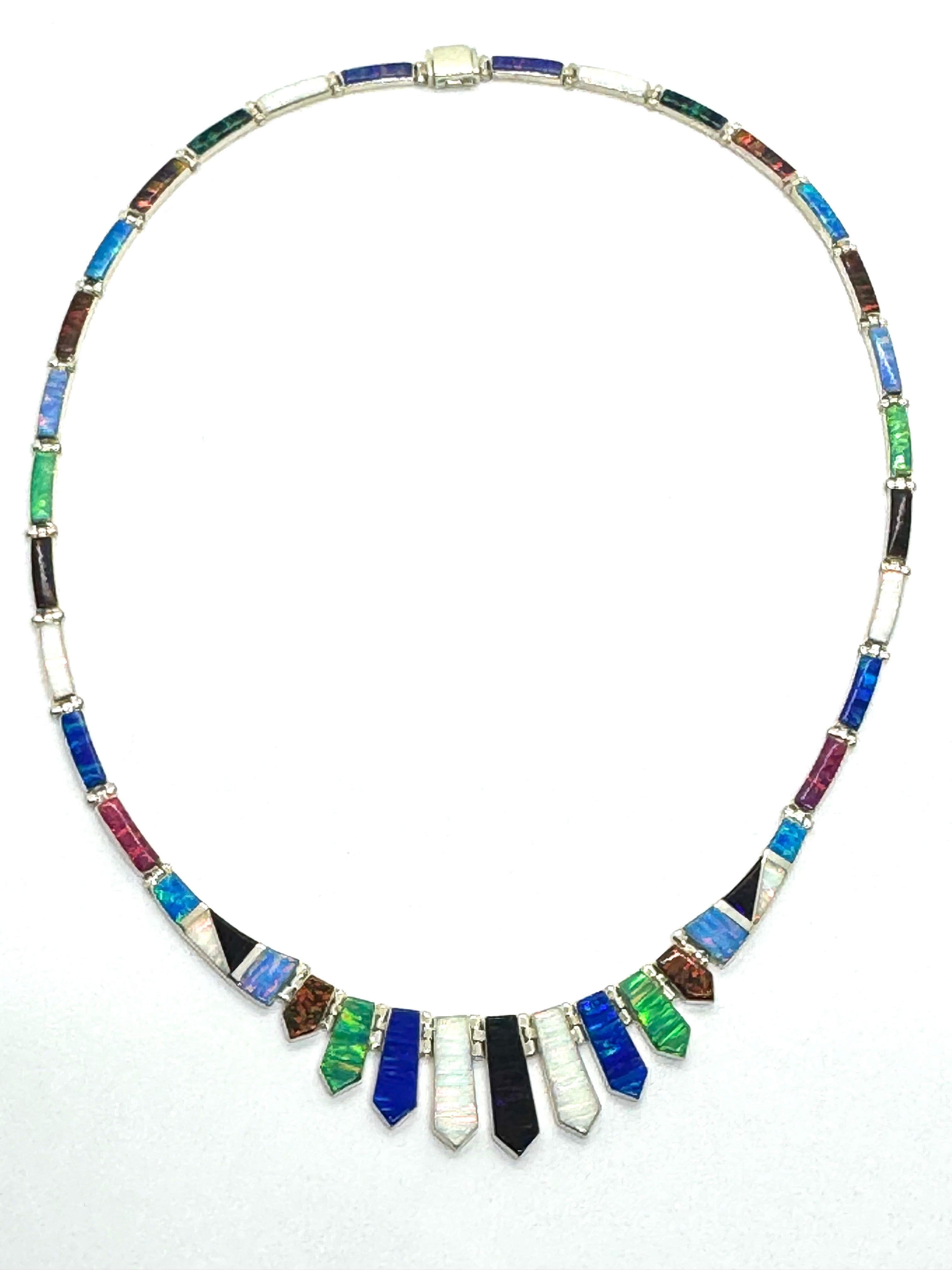 Multicolor fire opal necklace