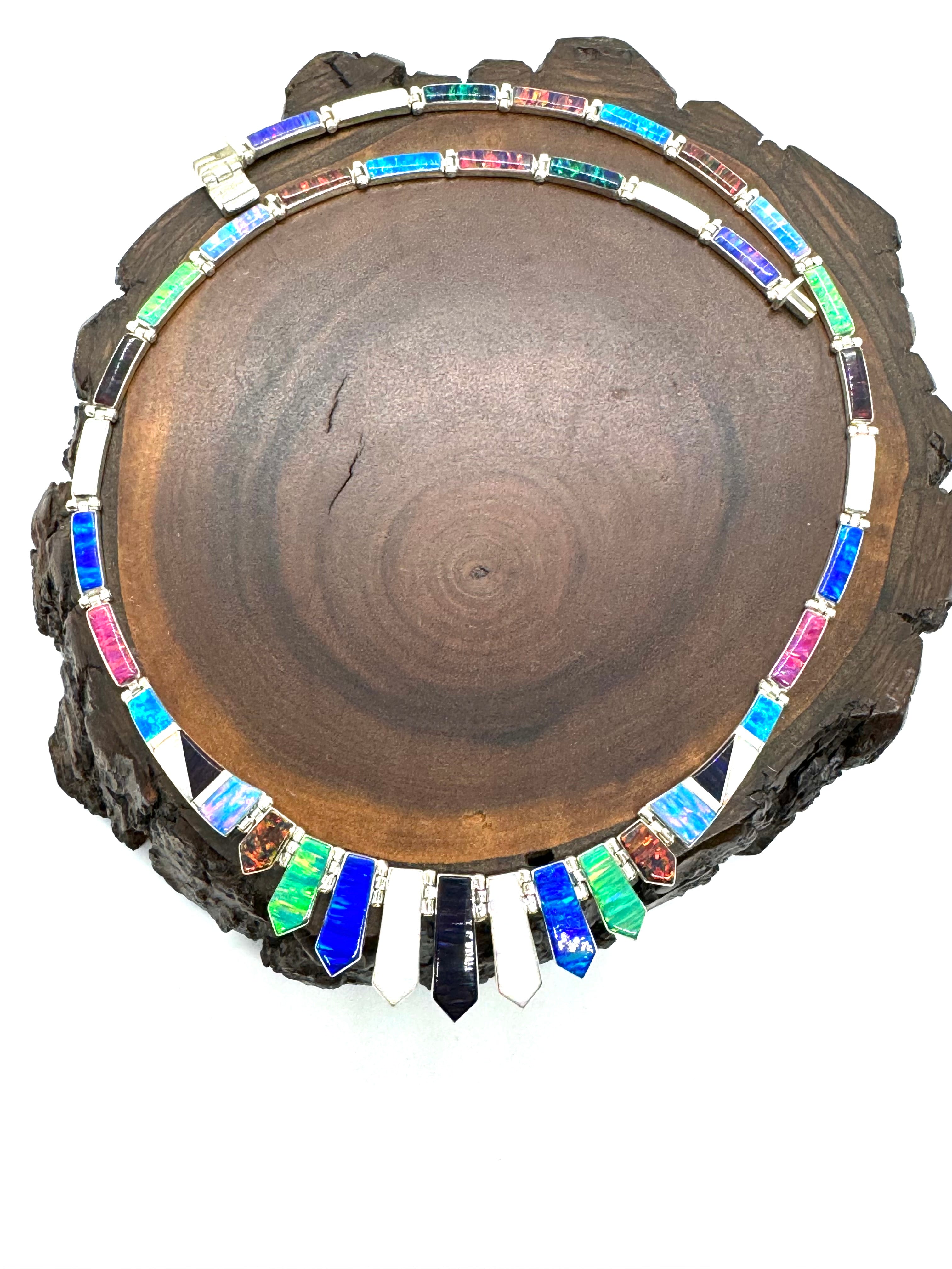 Multicolor fire opal necklace