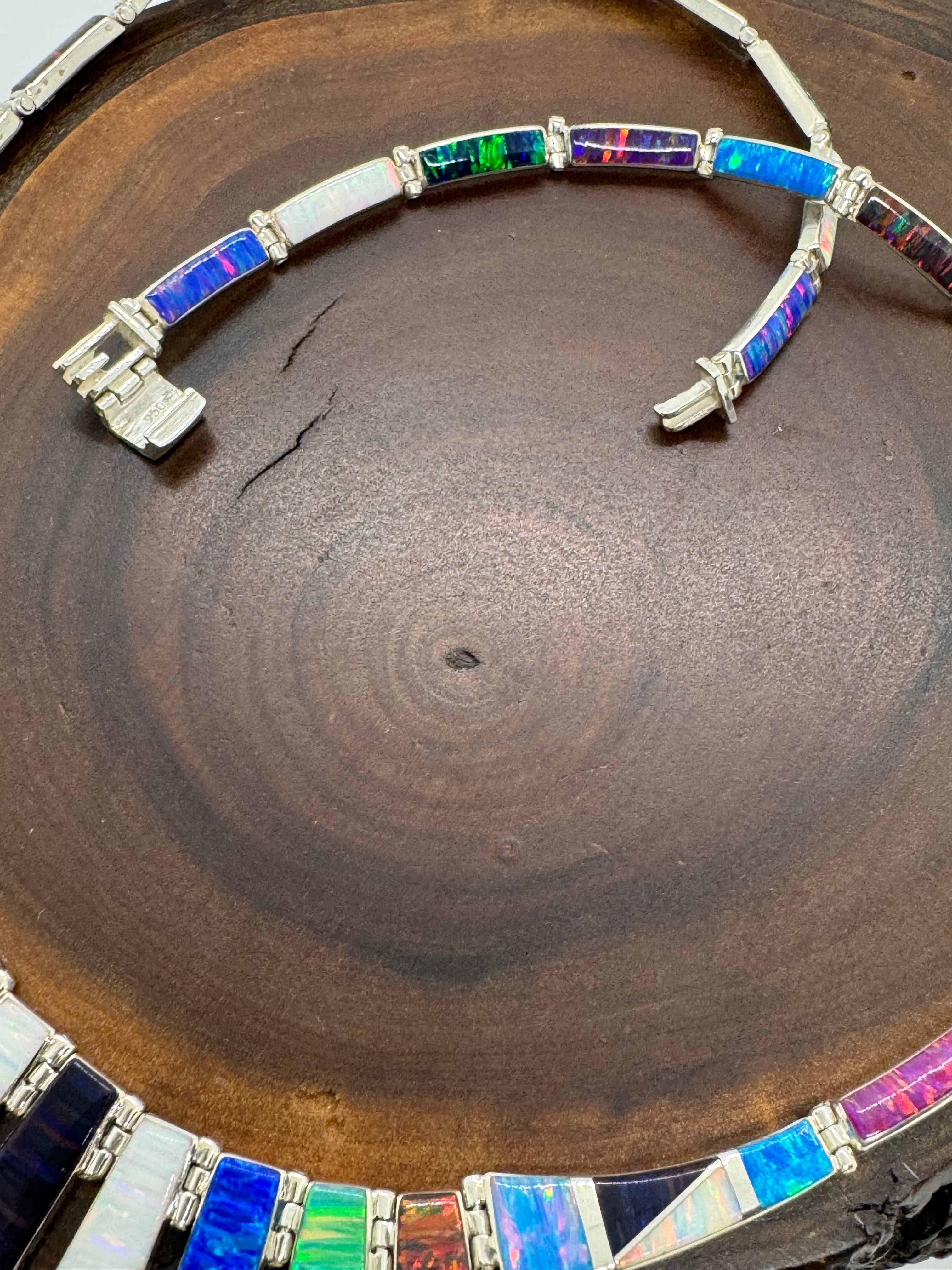 Multicolor fire opal necklace