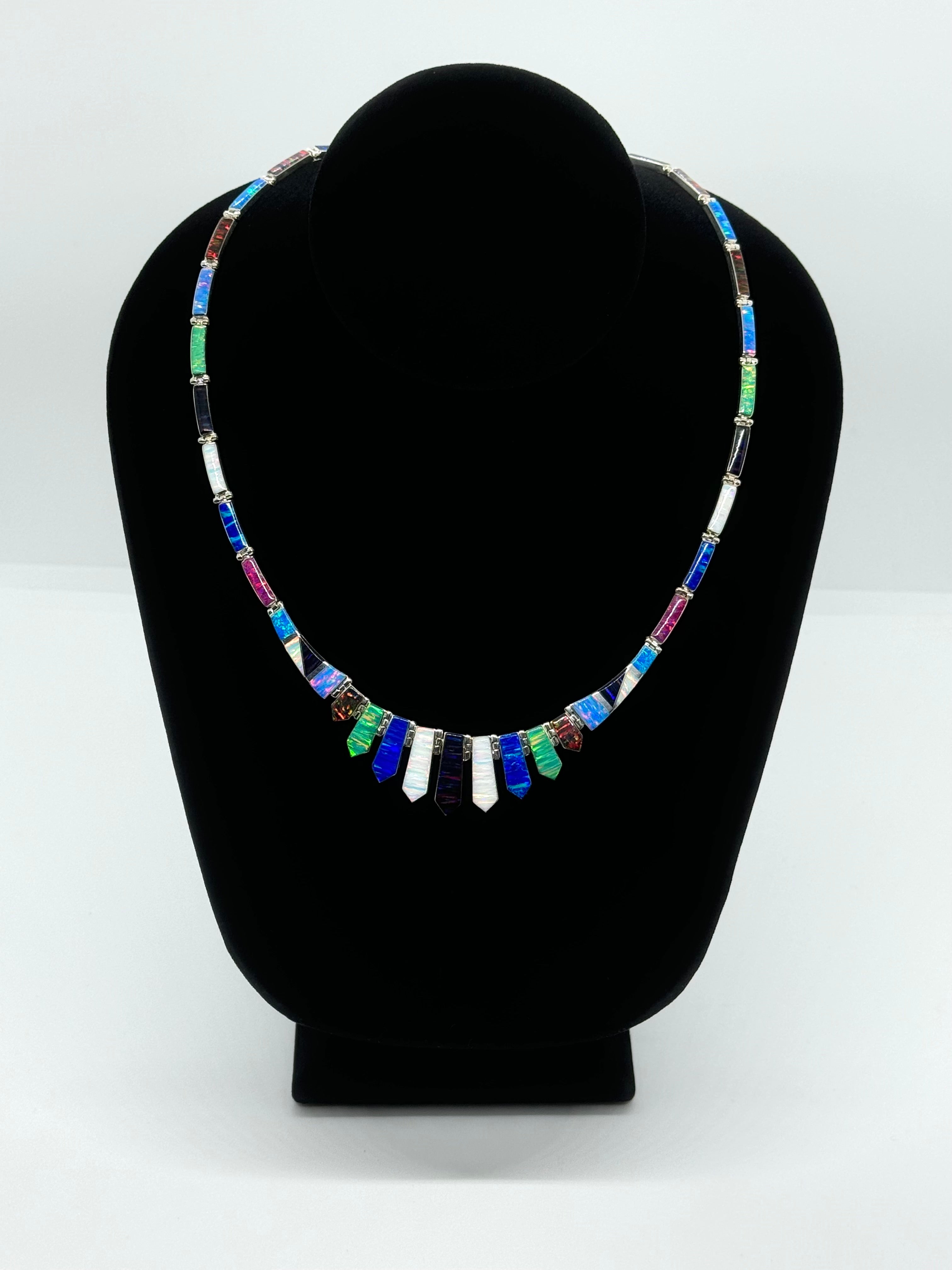 Multicolor fire opal necklace