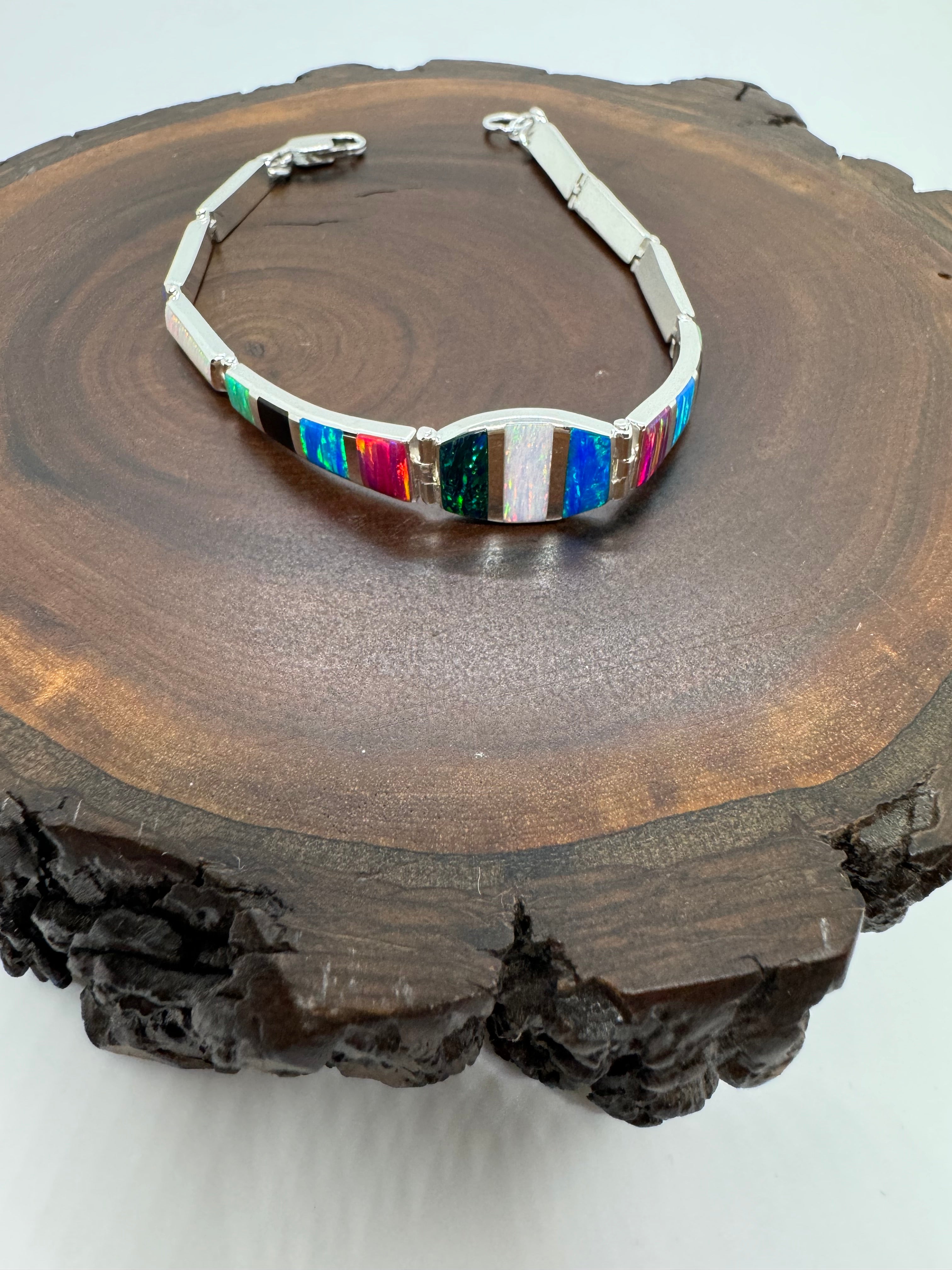 Multi-color fire opal bracelet