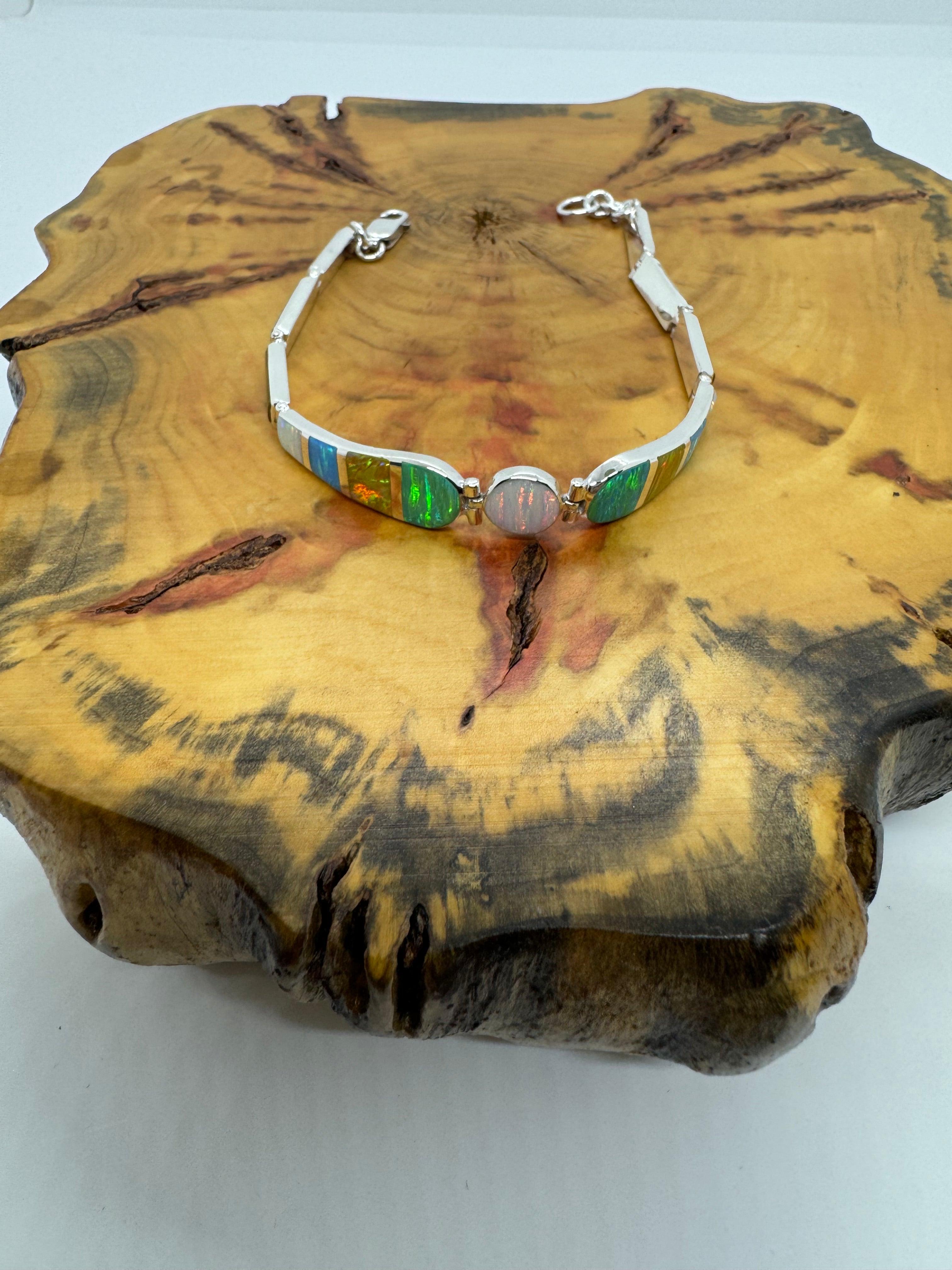 Multi-colored fire opal bracelet