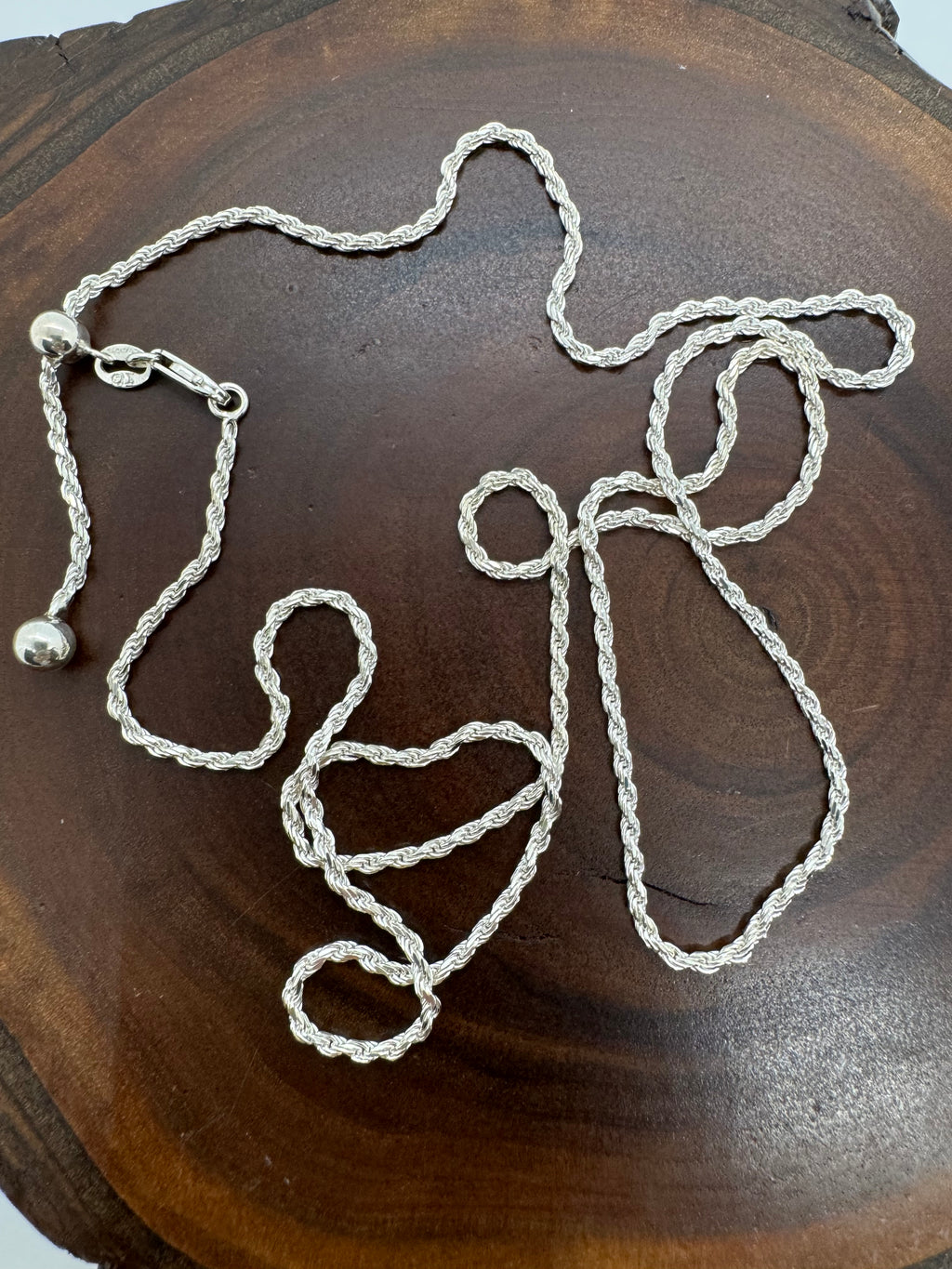 24” adjustable Italian silver rope chain