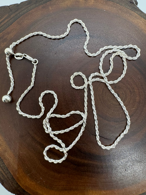 24” adjustable Italian silver rope chain