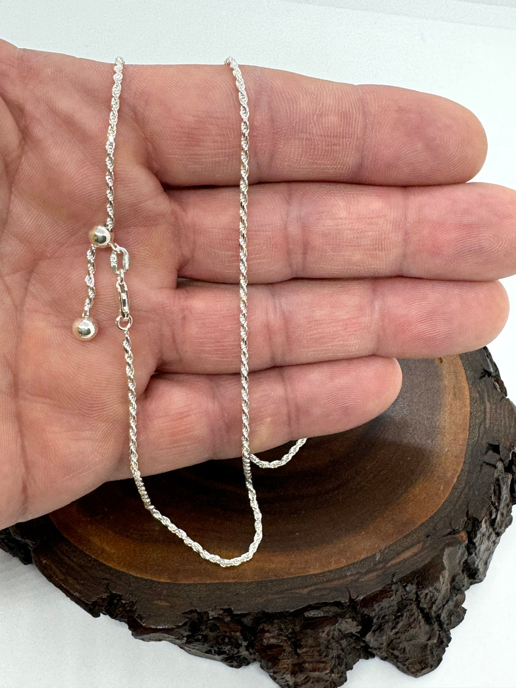 24” adjustable Italian silver rope chain