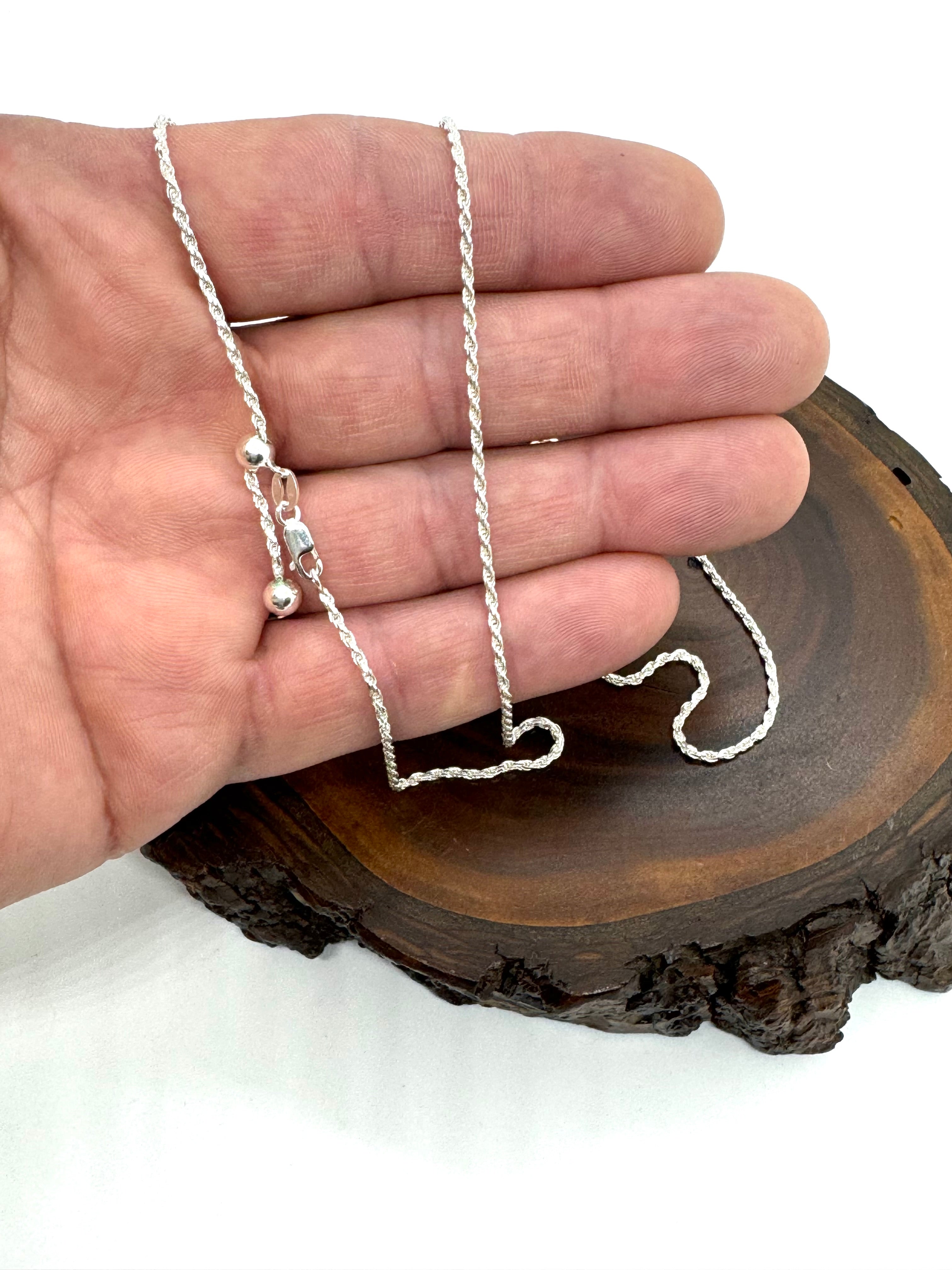 30” adjustable Italian Silver rope chain
