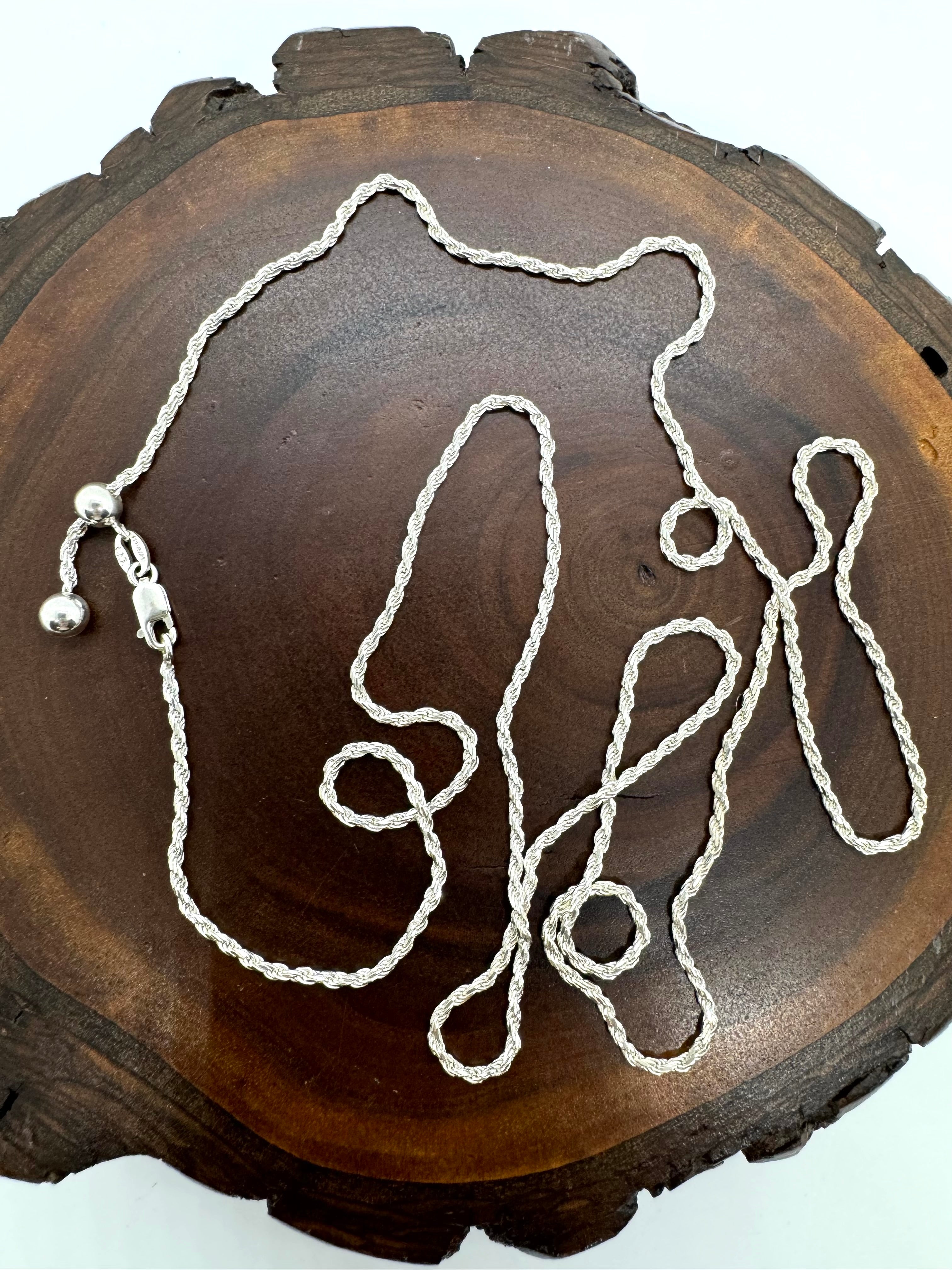 30” adjustable Italian Silver rope chain