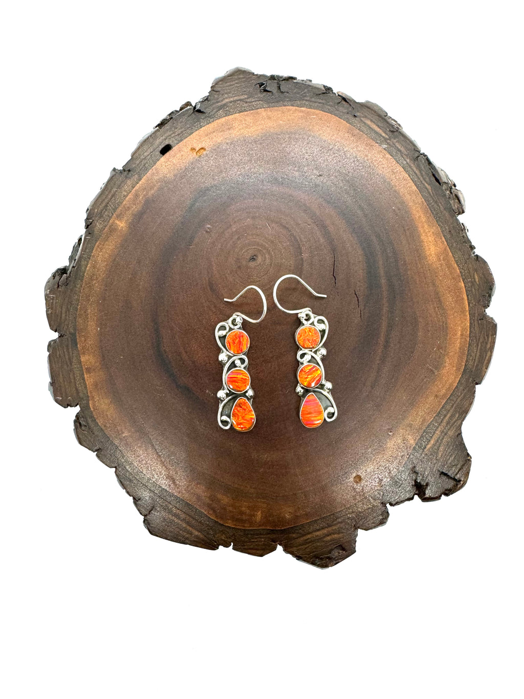 Triple dip, orange fire opal earrings