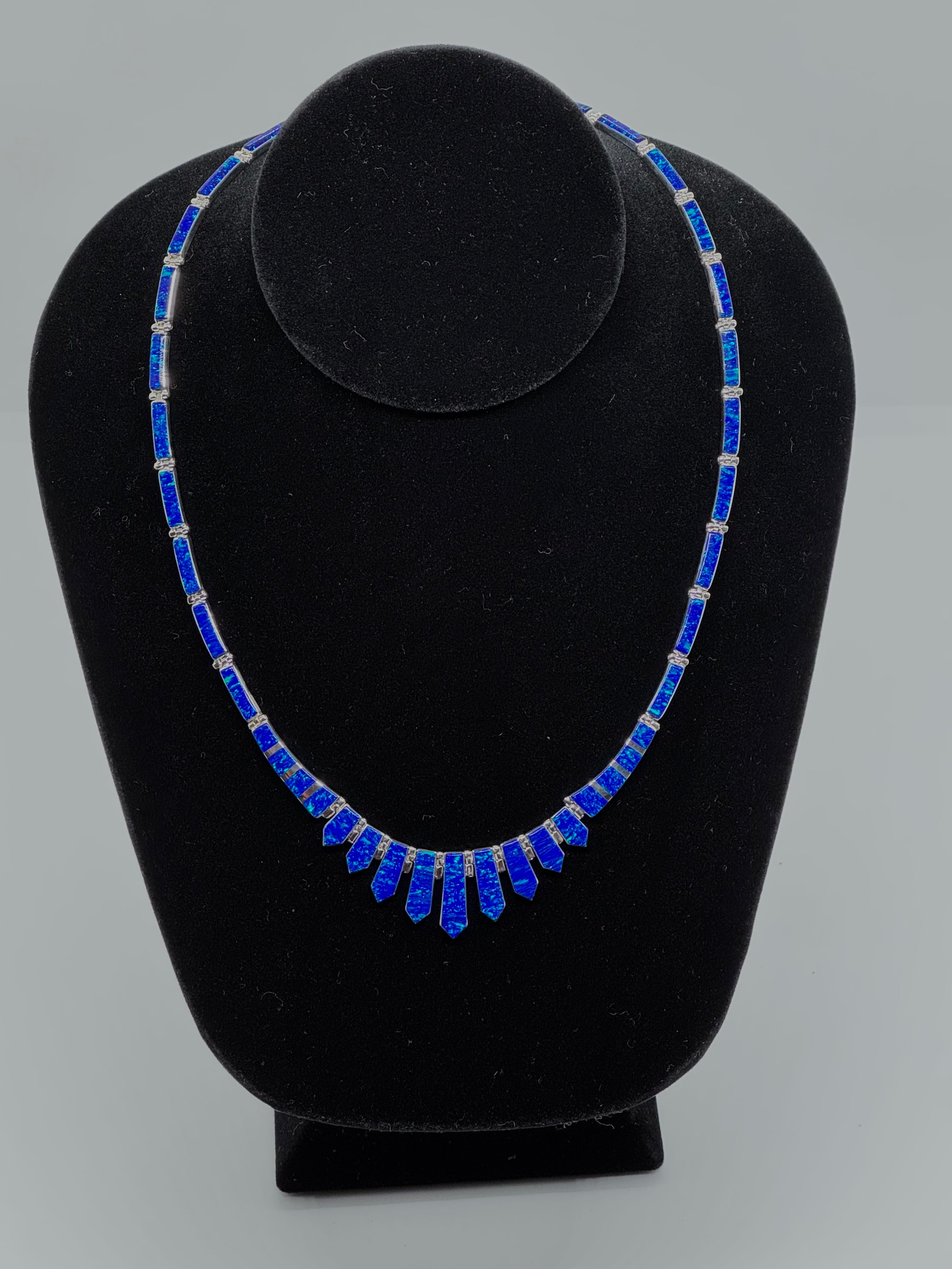 Blue fire opal necklace