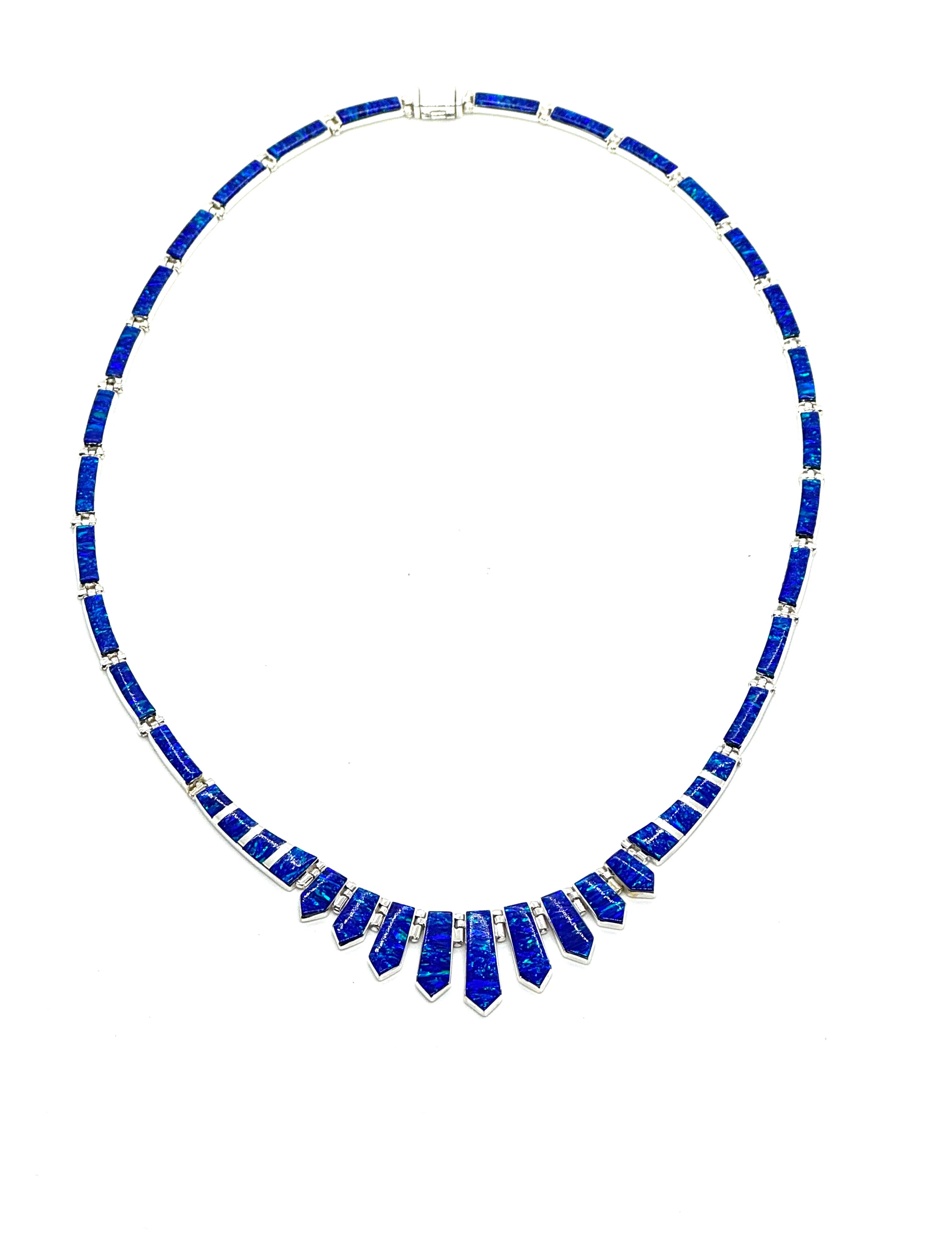 Blue fire opal necklace