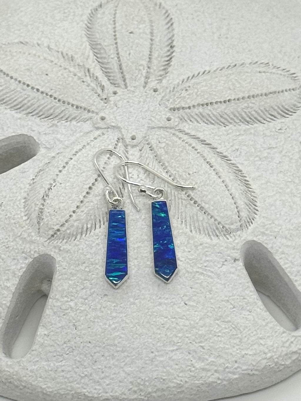 Blue fire opal earrings
