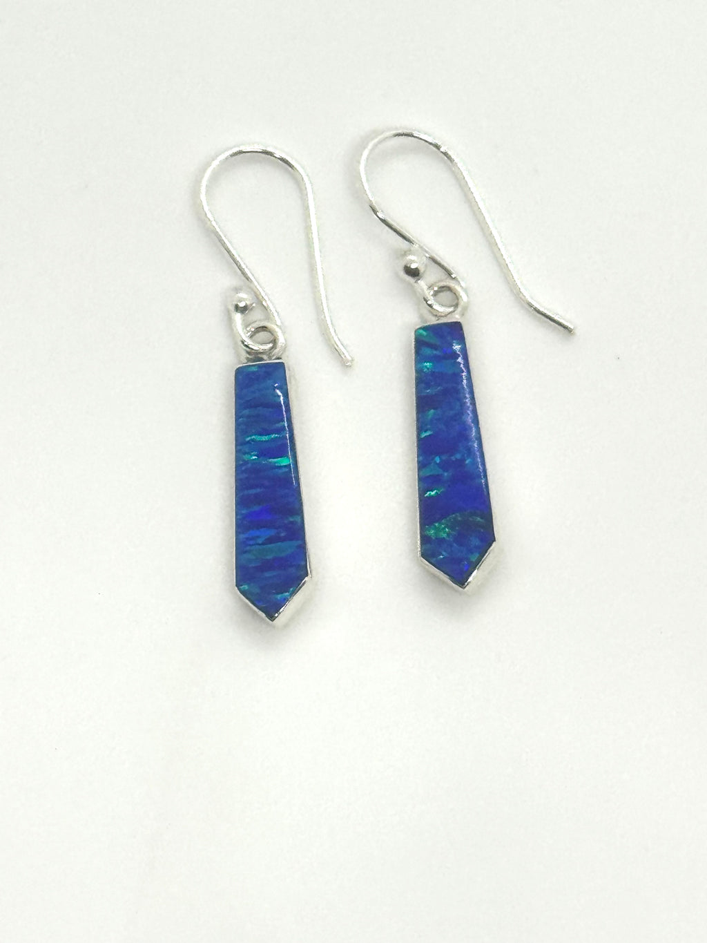 Blue fire opal earrings