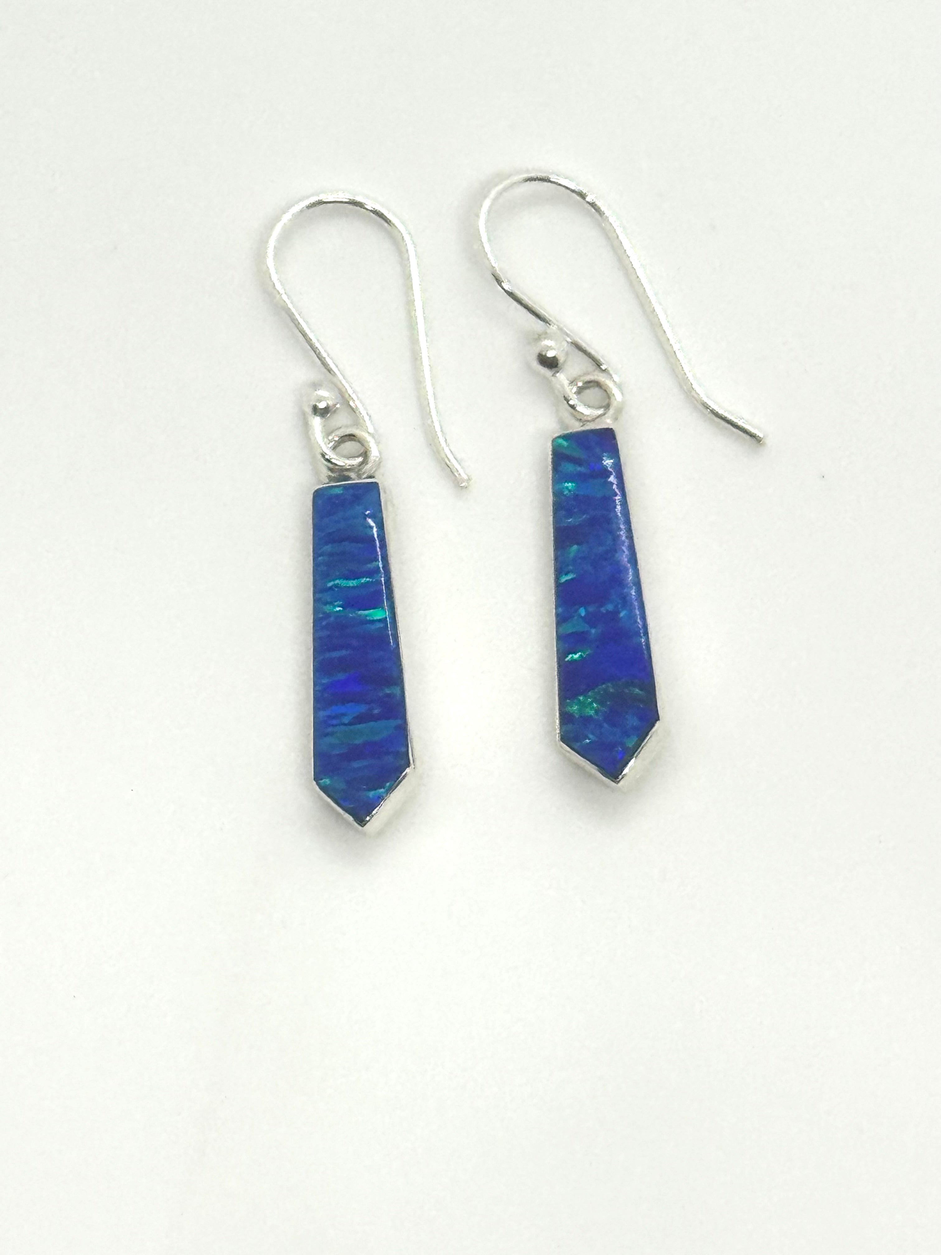 Blue fire opal earrings