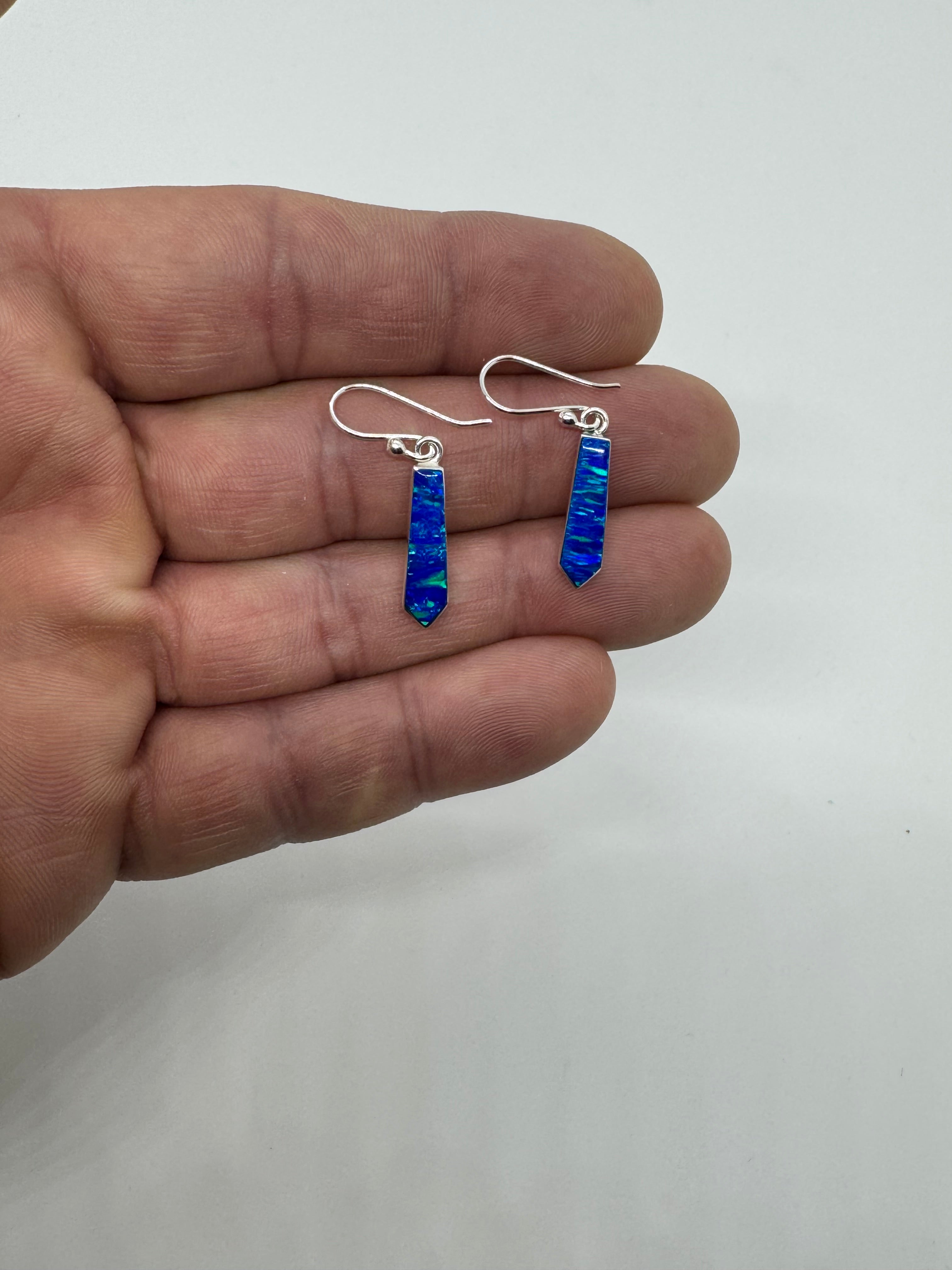 Blue fire opal earrings