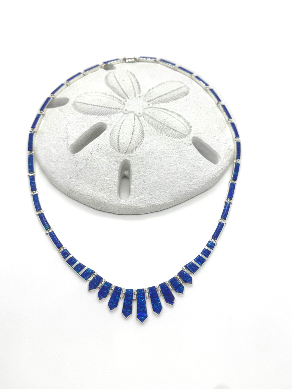 Blue fire opal necklace