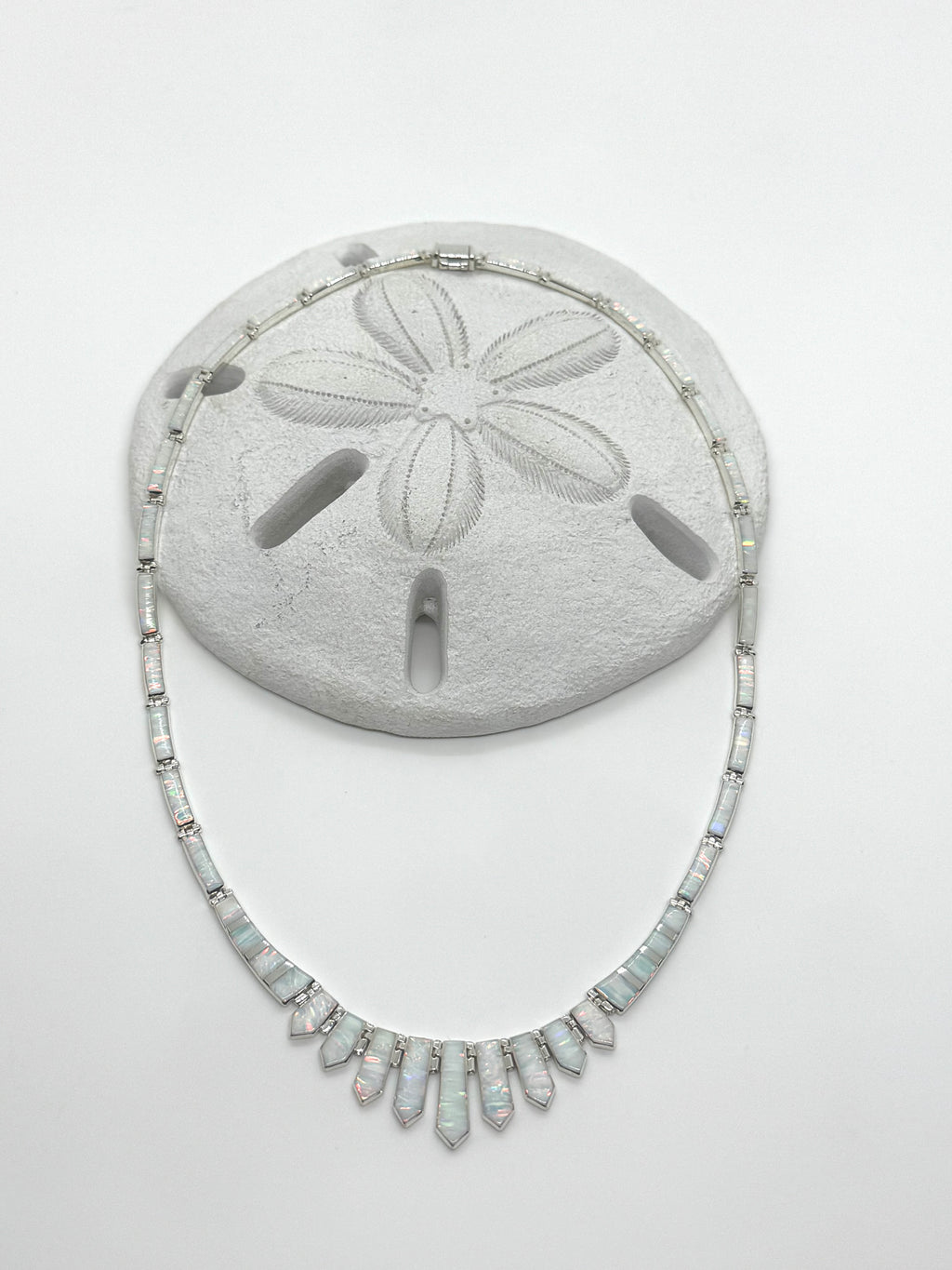White fire opal necklace