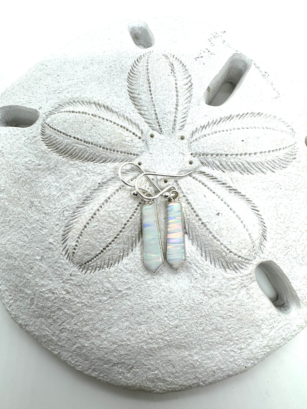 White fire opal earrings