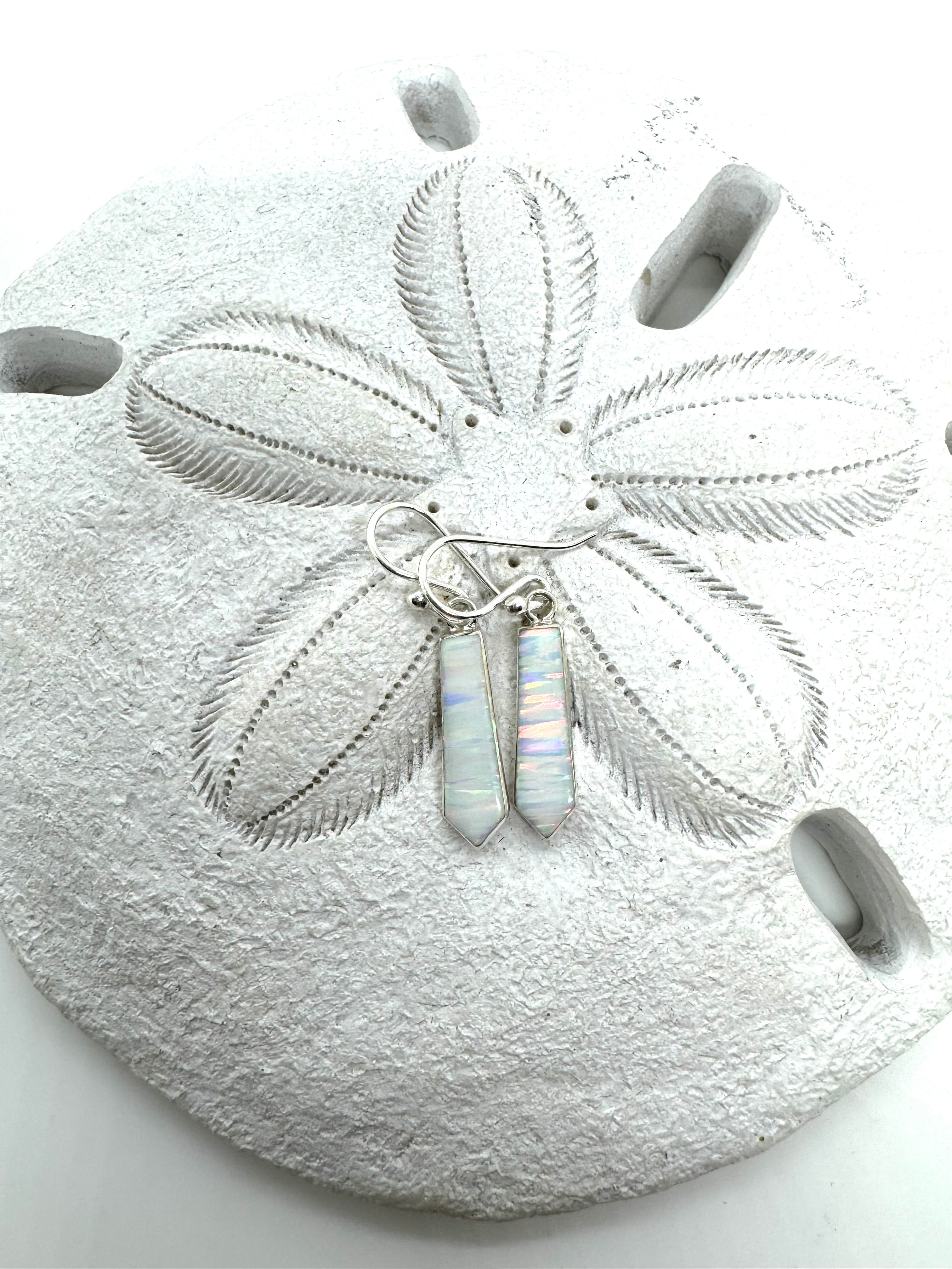 White fire opal earrings