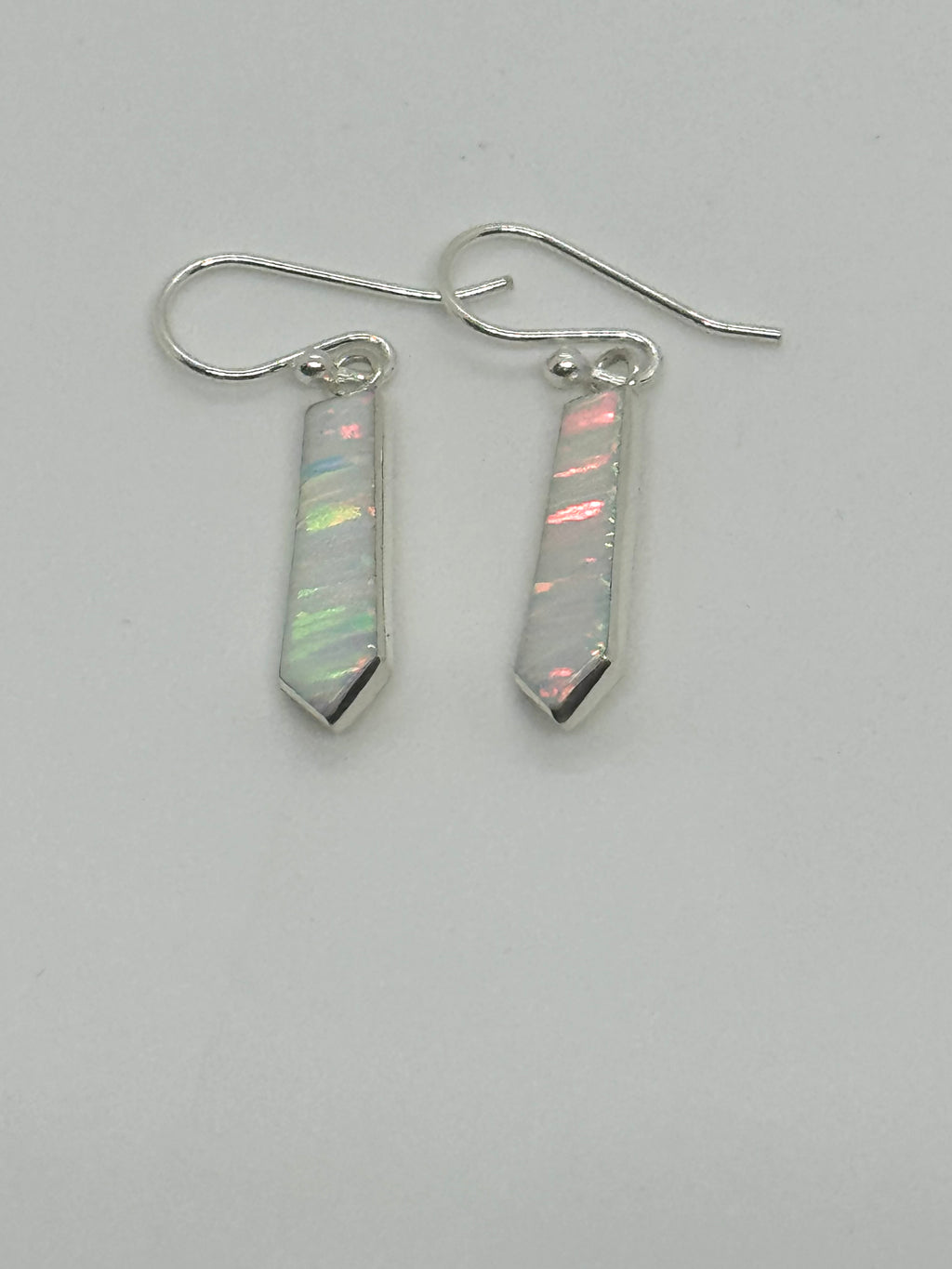 White fire opal earrings