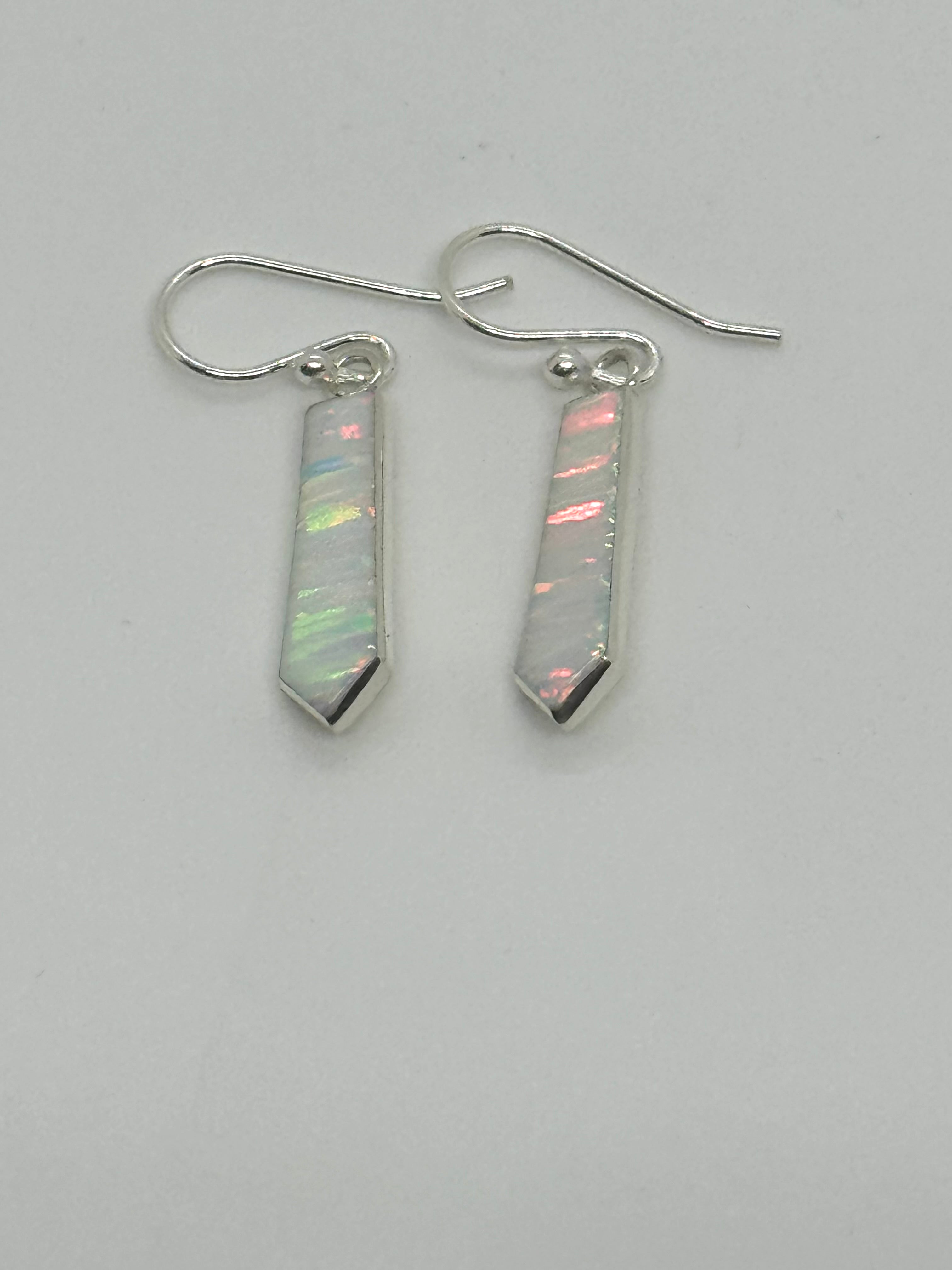 White fire opal earrings