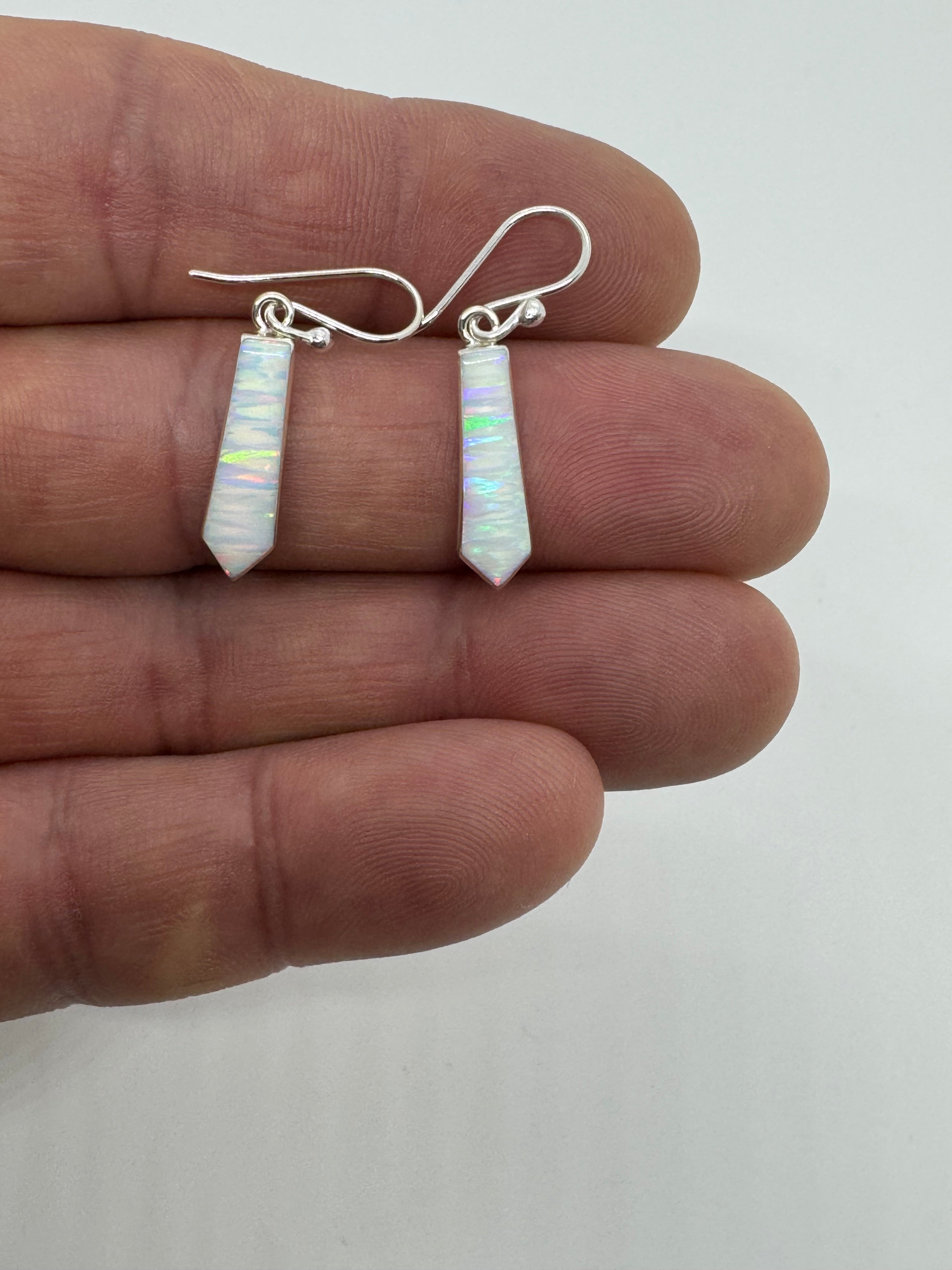 White fire opal earrings