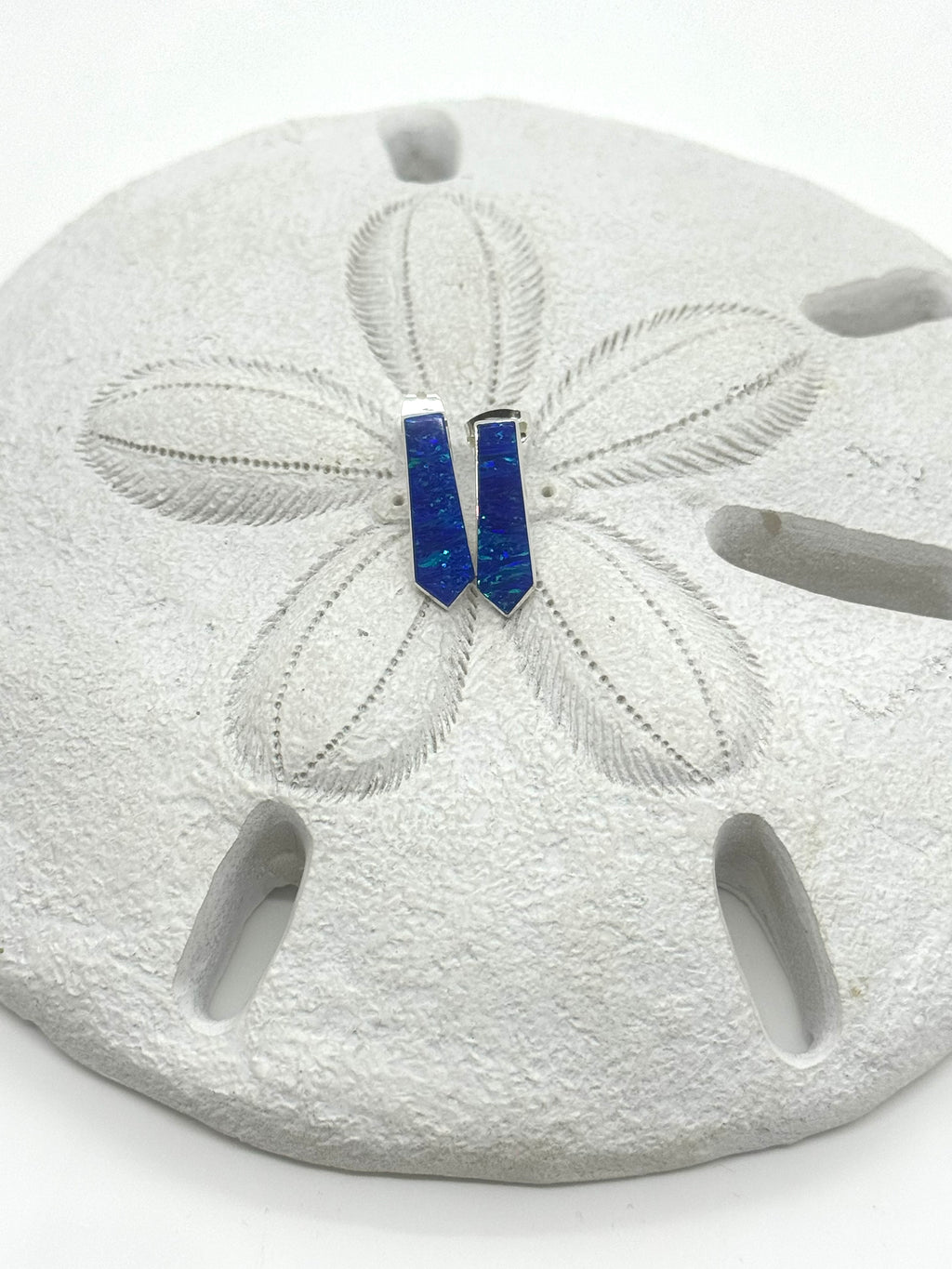 Blue fire opal post earrings