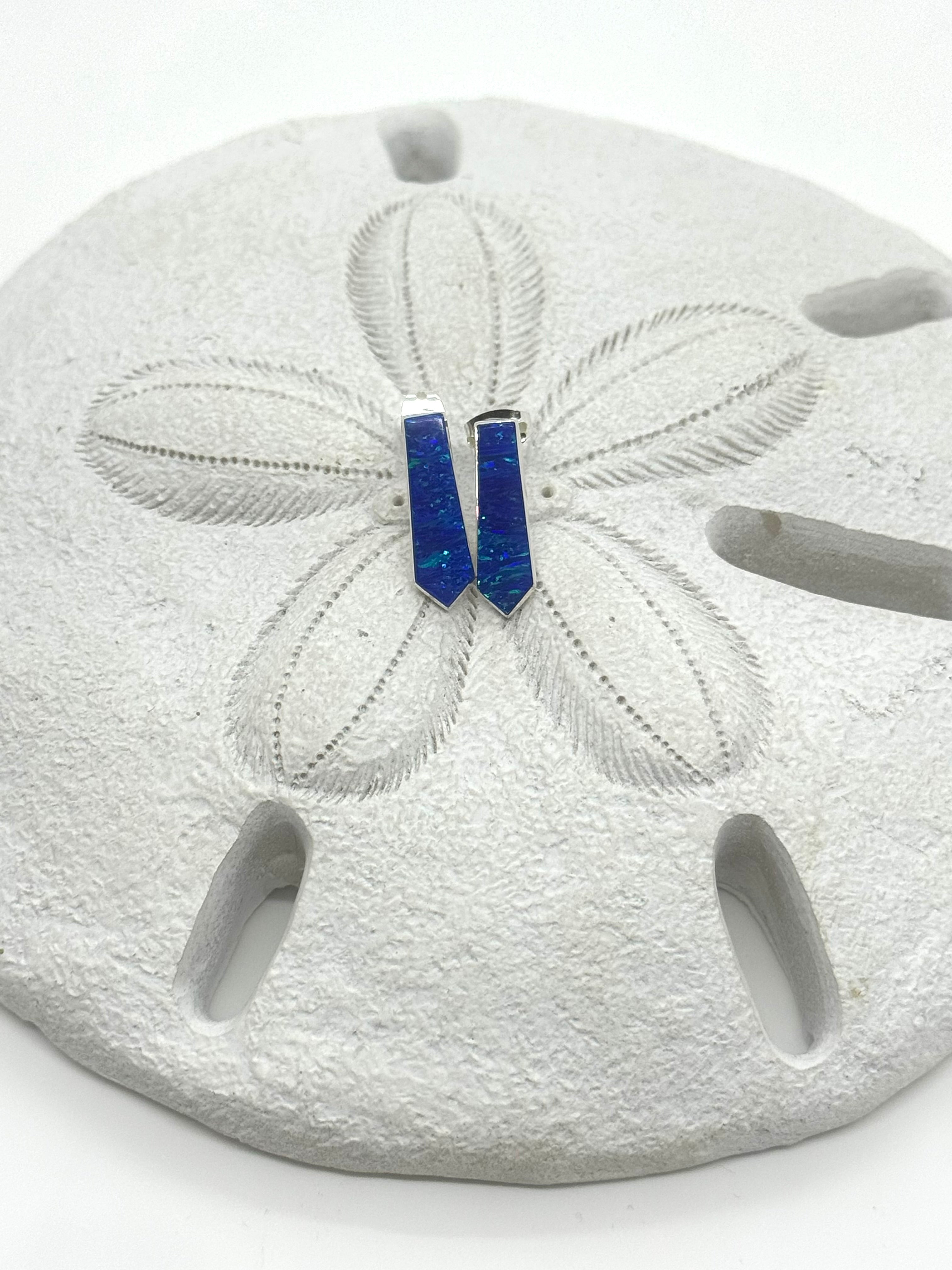 Blue fire opal post earrings