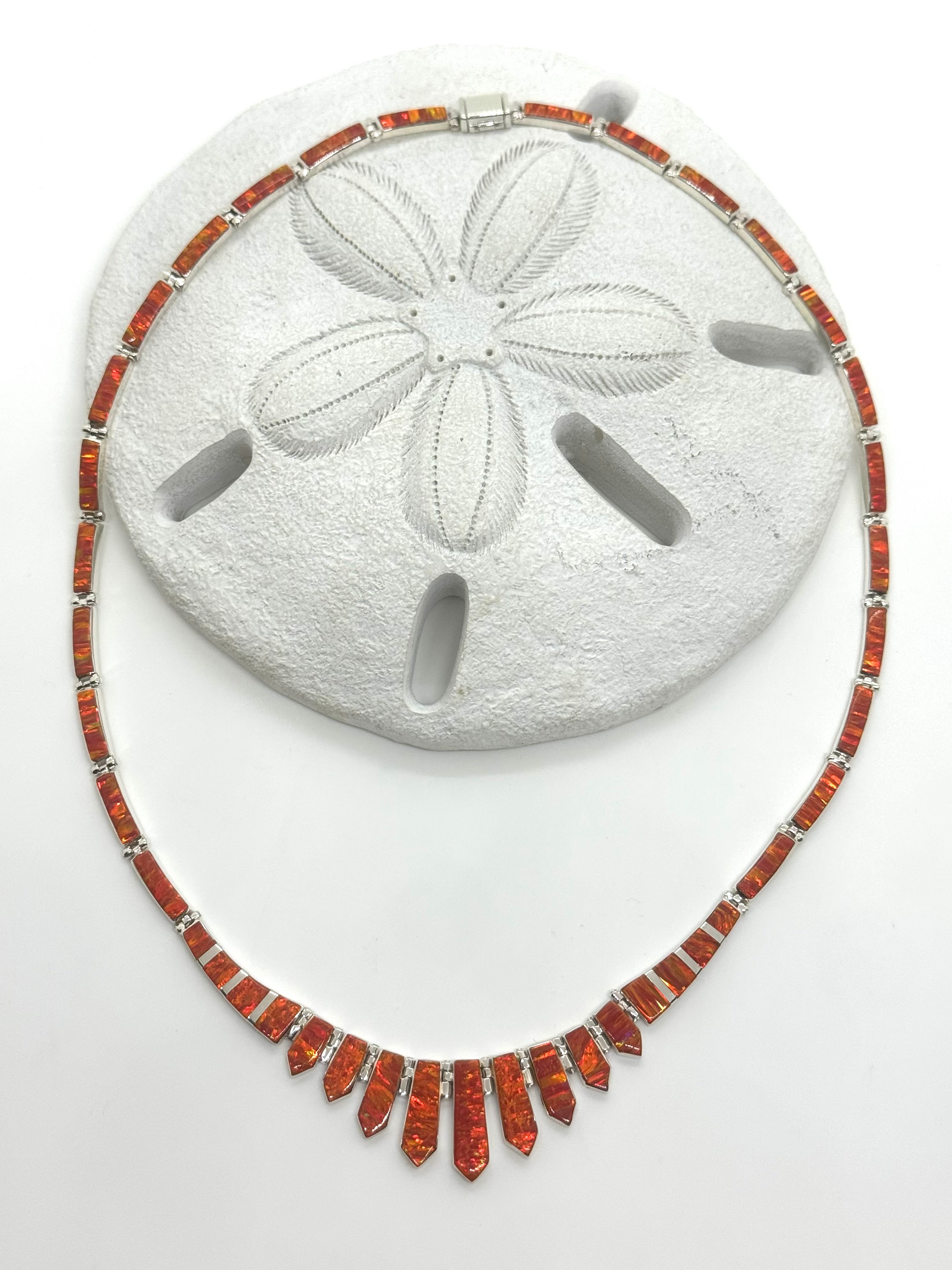Orange fire opal necklace