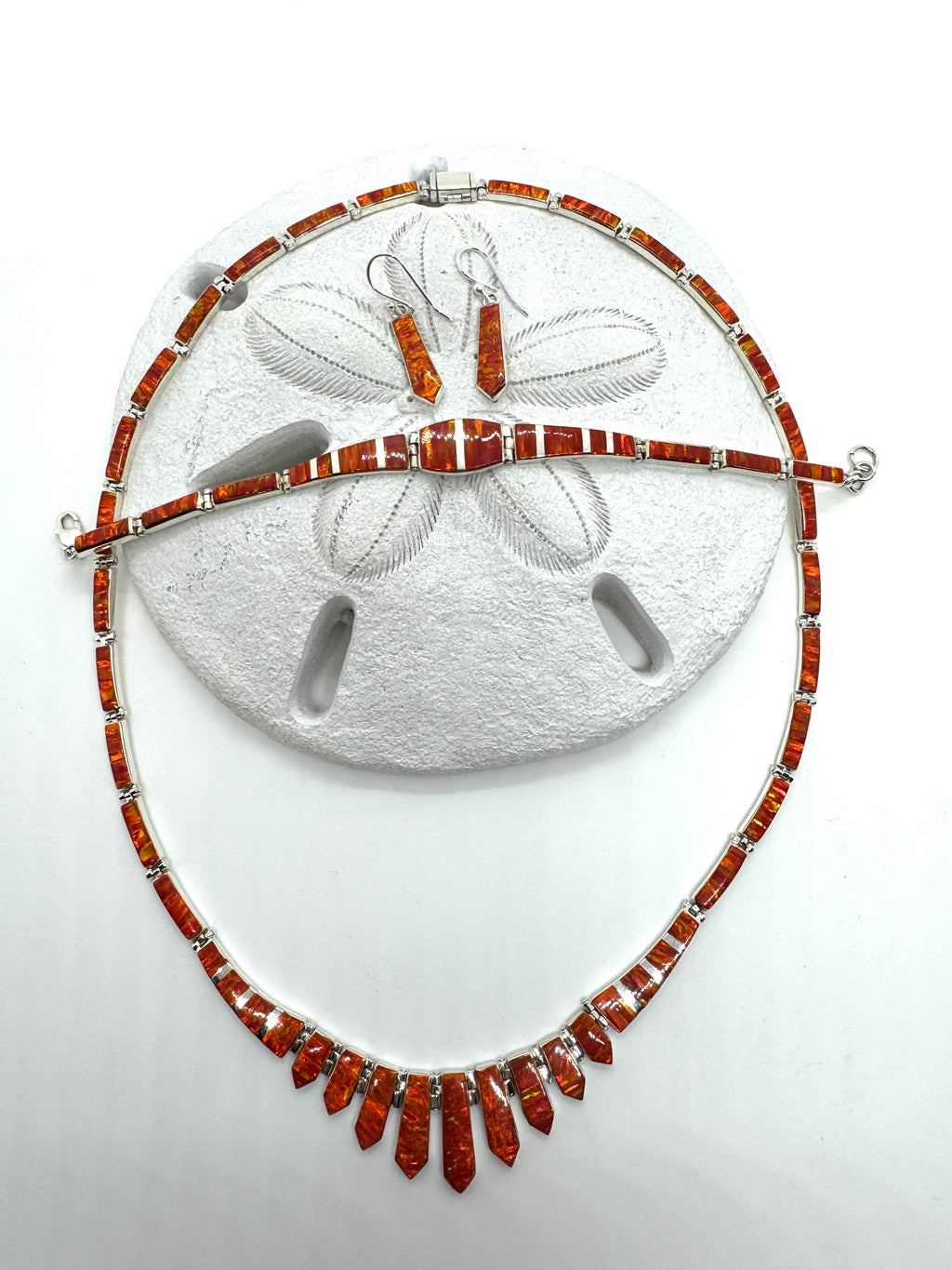 Orange fire opal necklace set