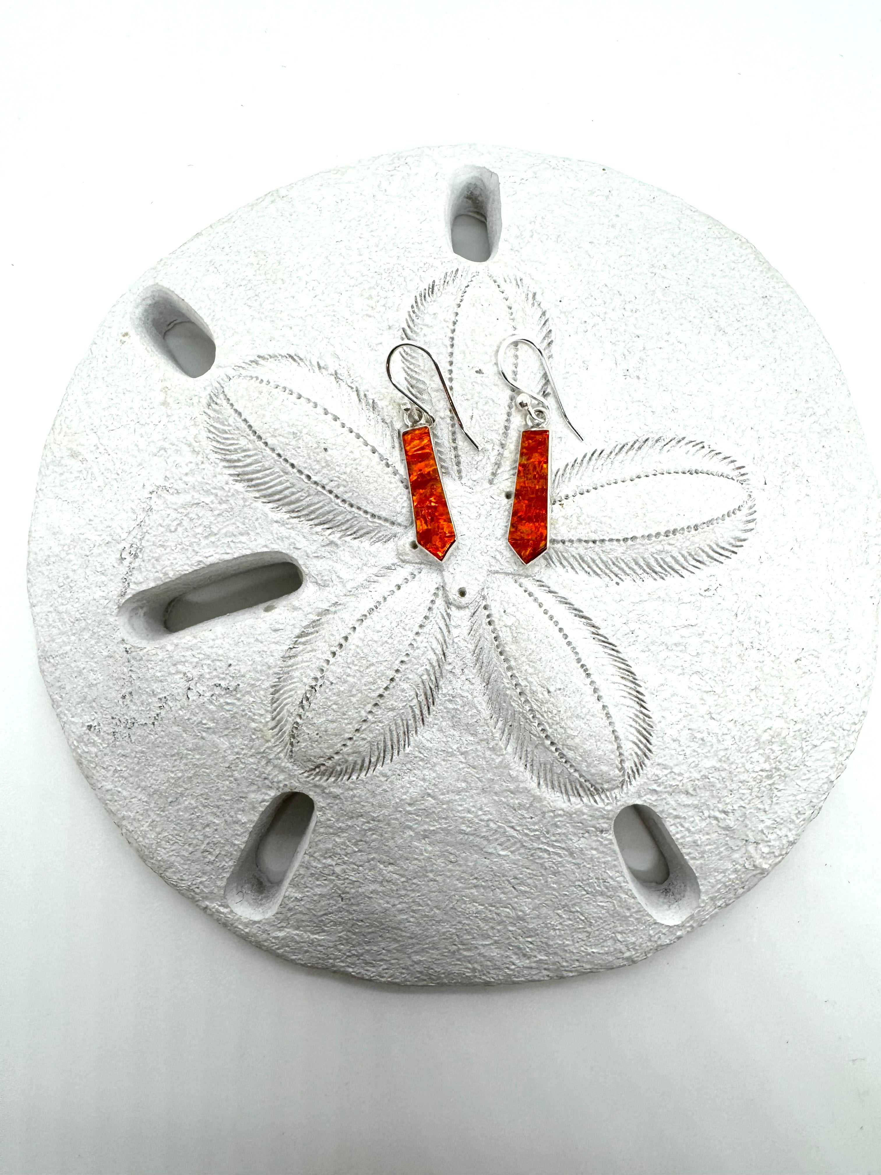 Orange fire opal hanging earrings