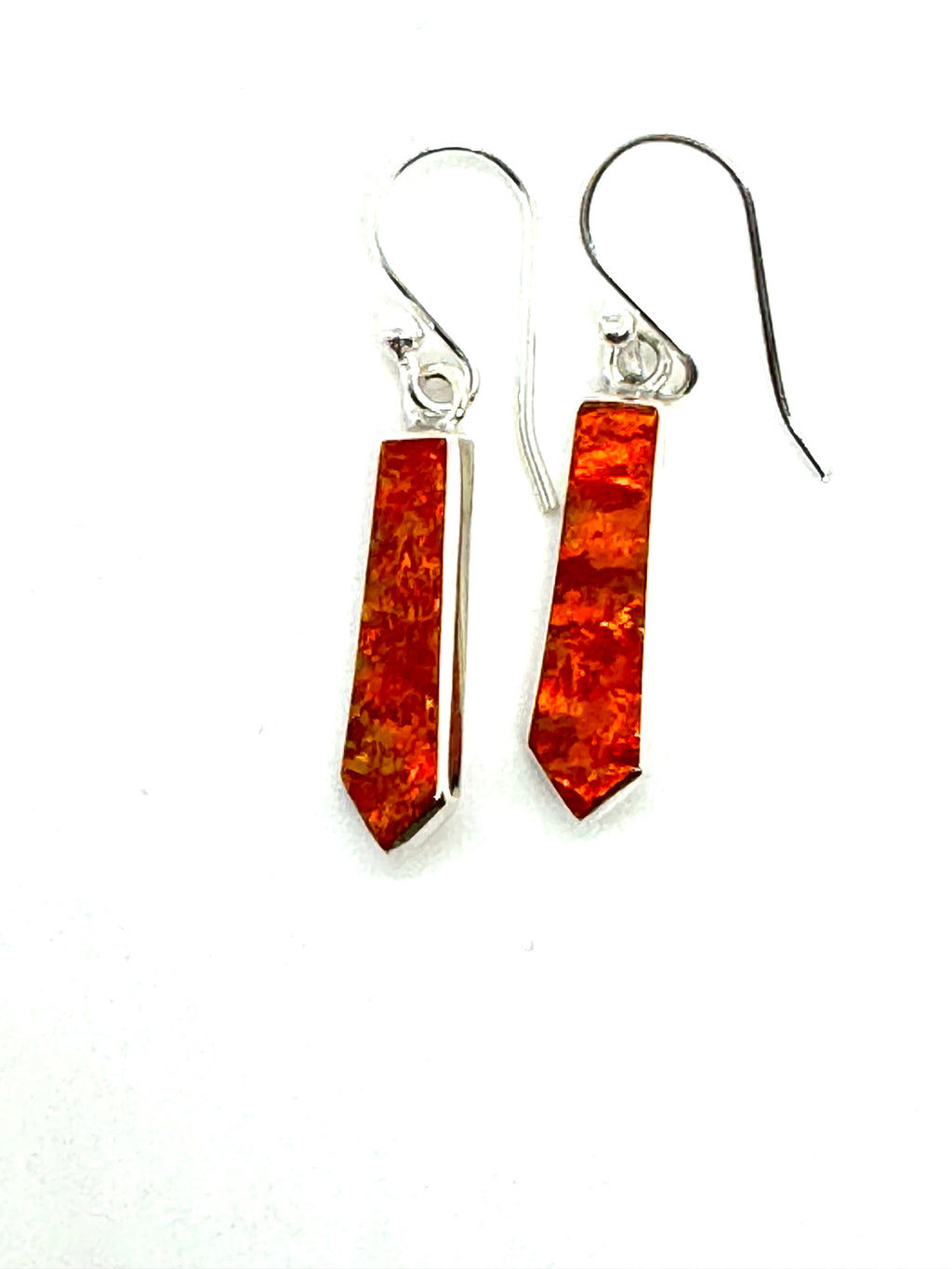 Orange fire opal hanging earrings