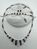 Black and white fire opal necklace set